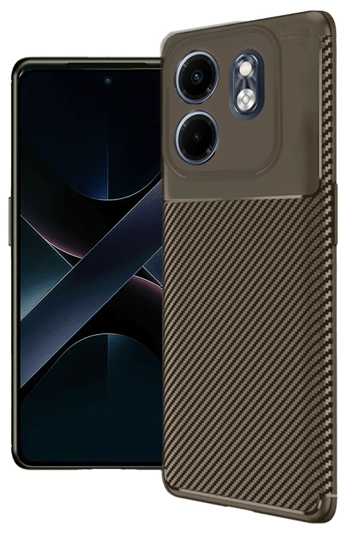 NewFace İnfinix Smart 9 Kılıf Auto Focus Karbon Kapak - Kahverengi YNSMR