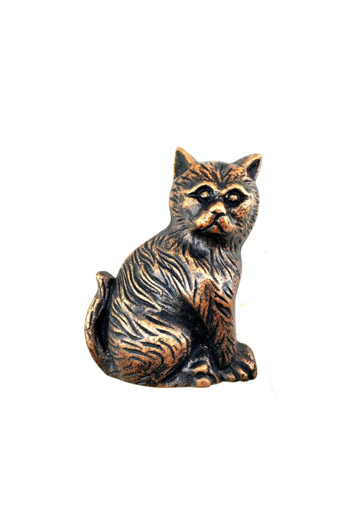 gizmurstore Antika Tarz Dekoratif Pirinç Kedi Kapı Tokmağı Taktak - 110x80mm Antik - GMS9530-6902