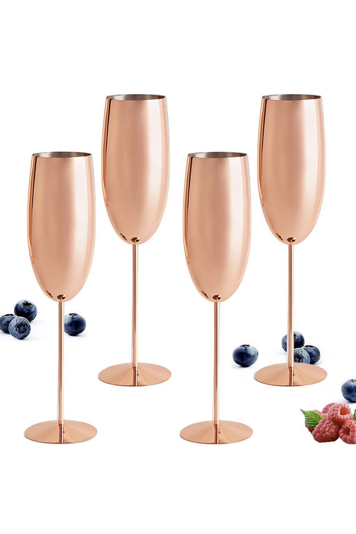 Quasar & Co. Set 4 Pahare Sampanie, , Otel Inoxidabil, H 25 Cm, 260 Ml, Rose Gold - One Size