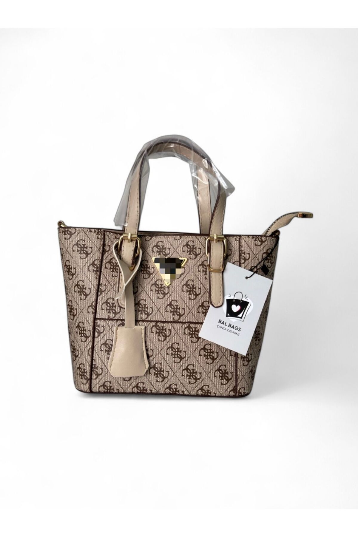 bag KREM ORTA BOY DESENLİ KALİTELİ EL VE OMUZ ÇANTASI