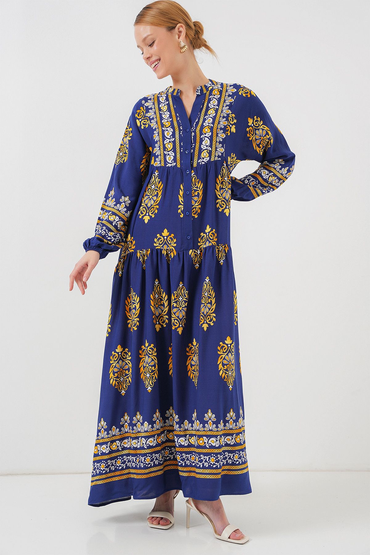 Bigdart-Rochie hijab cu model autentic albastru bleumarin 2423 4