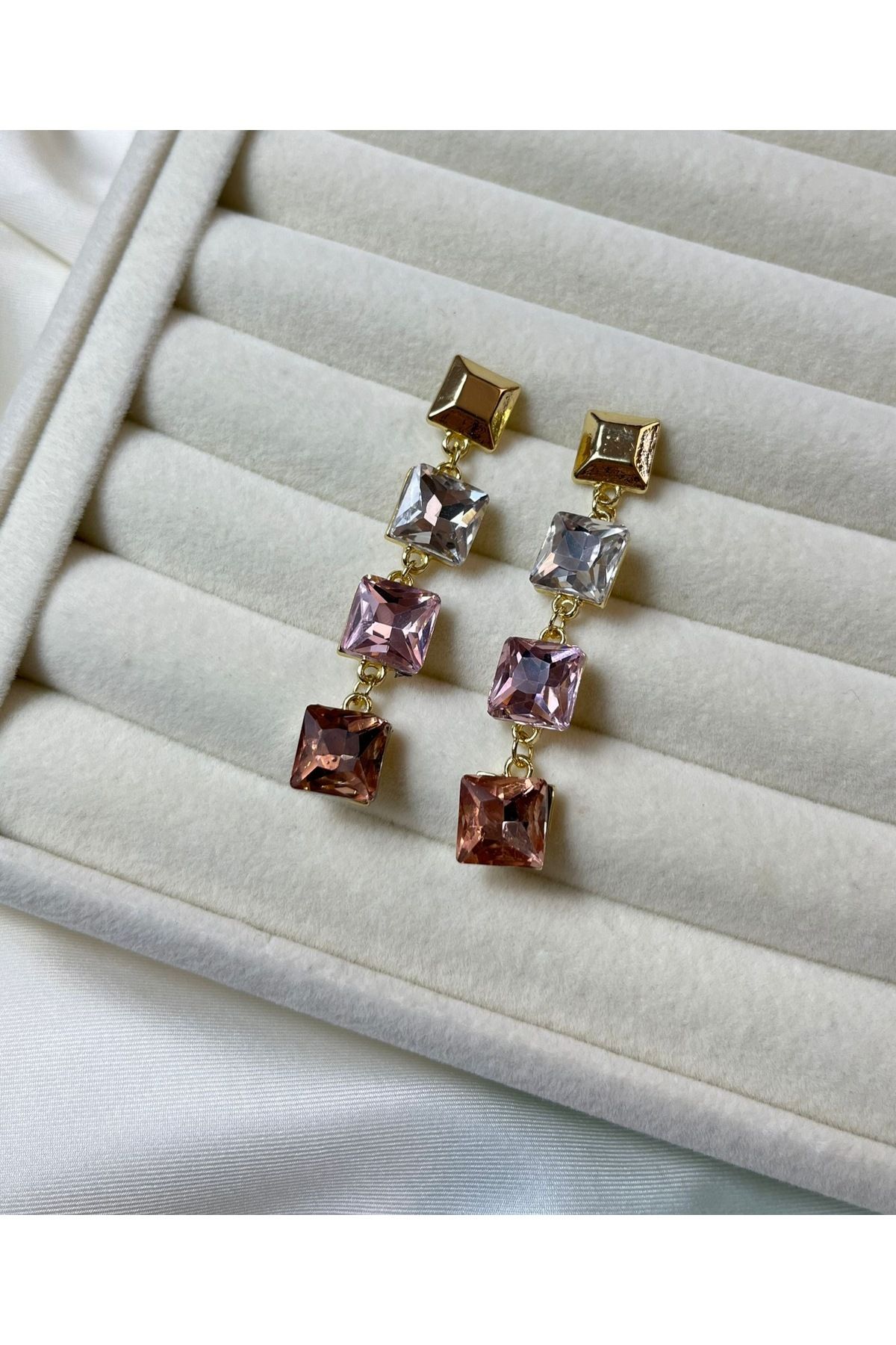 Orvix Accessories Pembe Renkli Kararmaz Sallantılı Vintage Kadın Yazlık Küpe Abiye Küpe Hediyelik Küpe