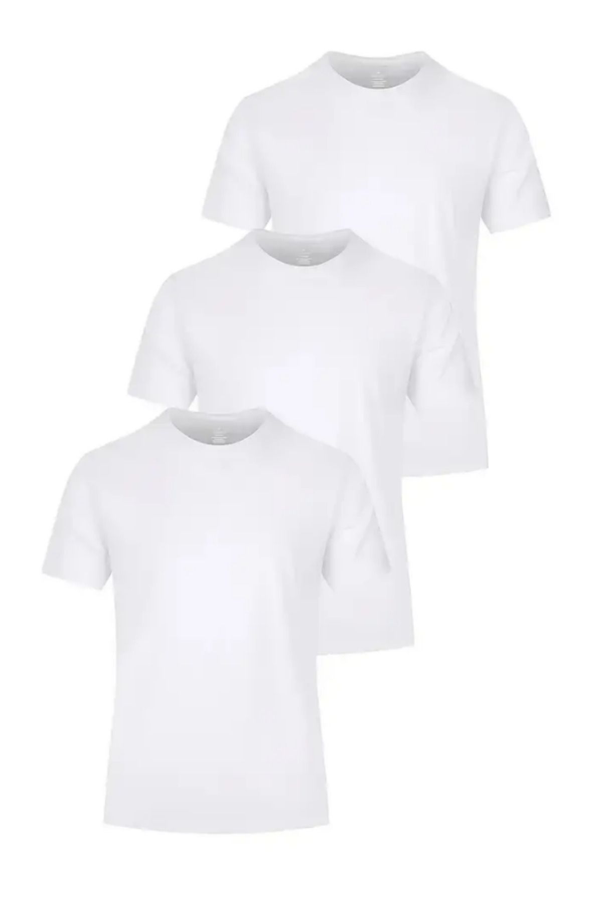 Tarz Cool Pachet De 3 Tricouri Albe Pentru Bărbați, 100% Bumbac Masculin - M