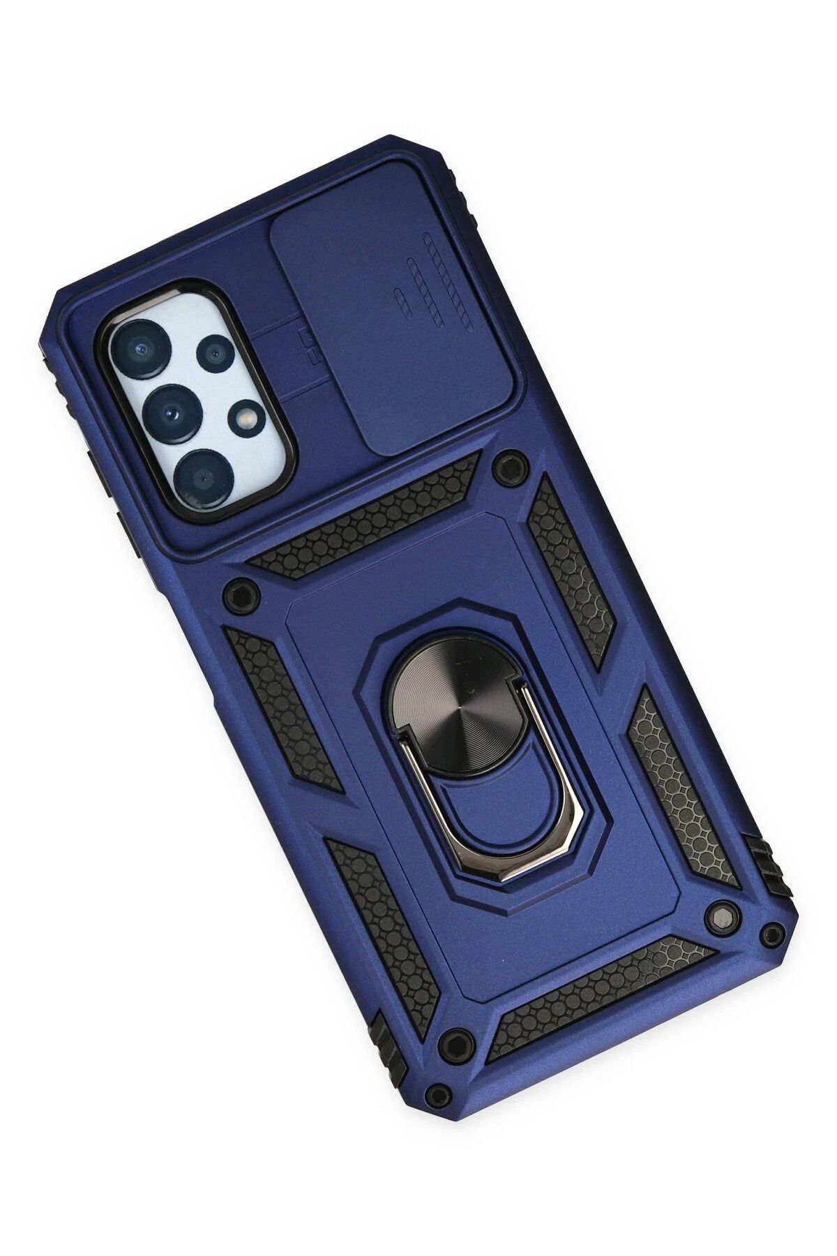 NewFace Samsung Galaxy A23 4G Kılıf Pars Lens Yüzüklü Silikon - Lacivert MRAYD