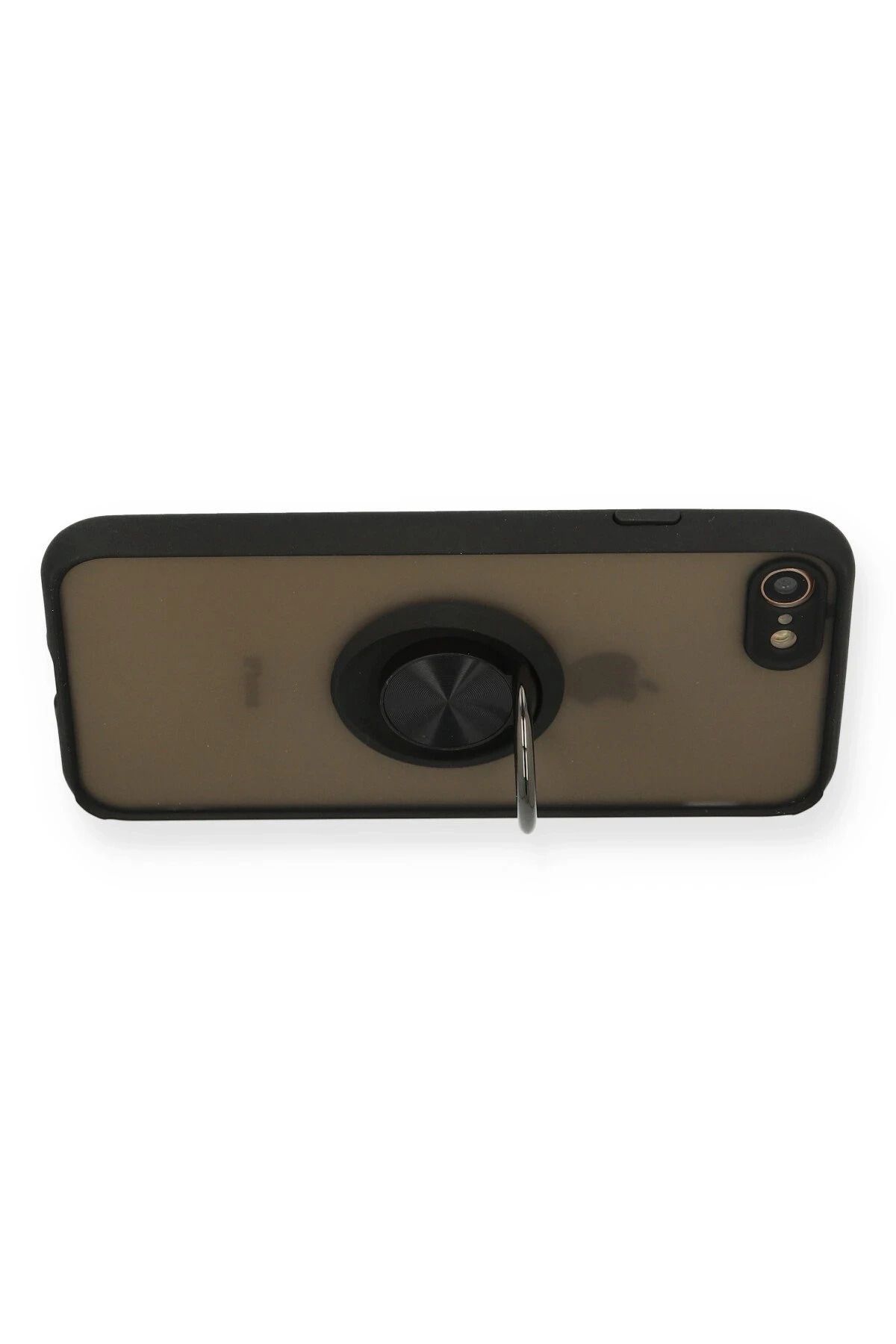 NewFace iPhone 7 Kılıf Montreal Yüzüklü Silikon Kapak - Siyah MRAYD