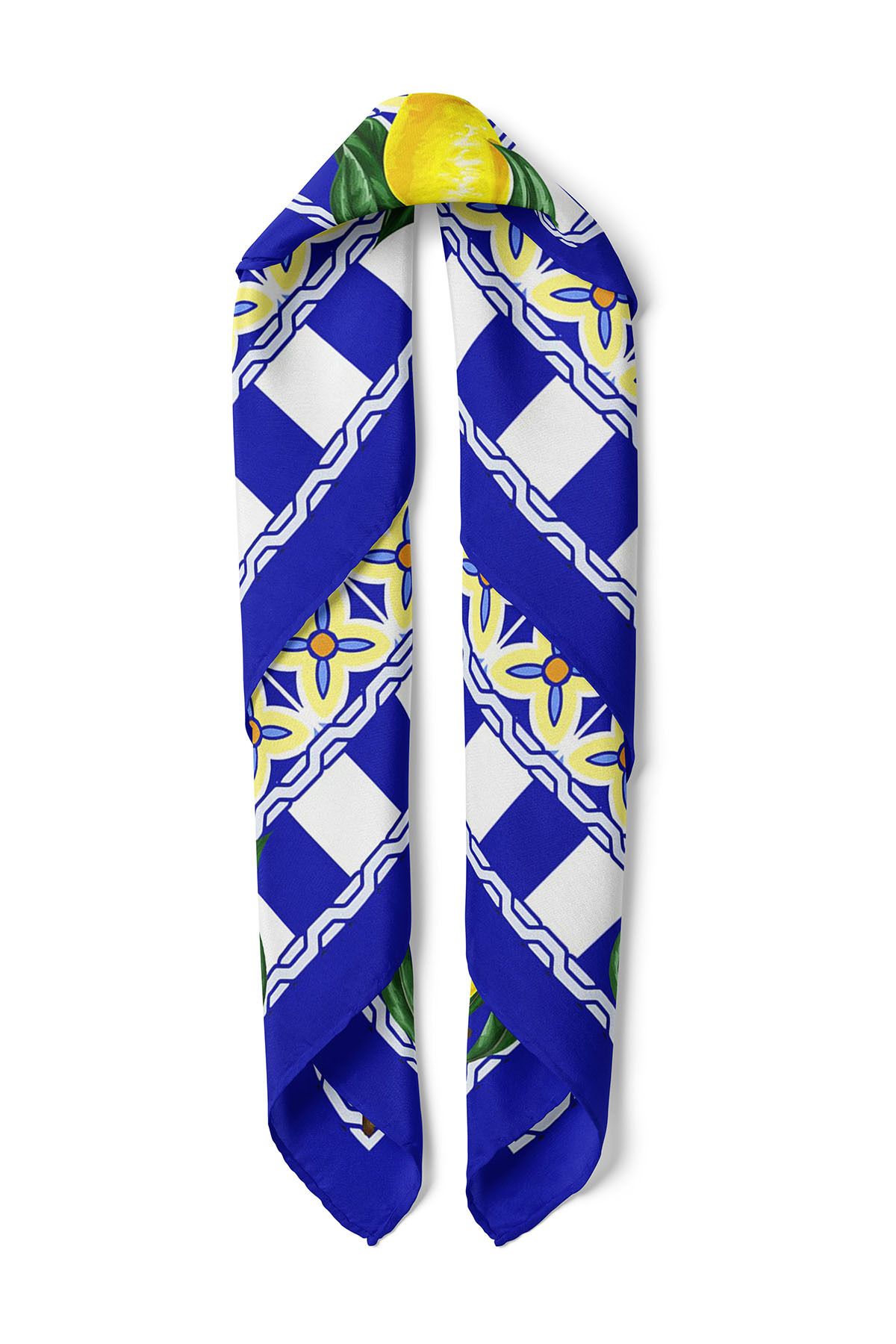 nehir eşarp-Lemon Pattern Scarf Bandana 50 X 50 cm 3