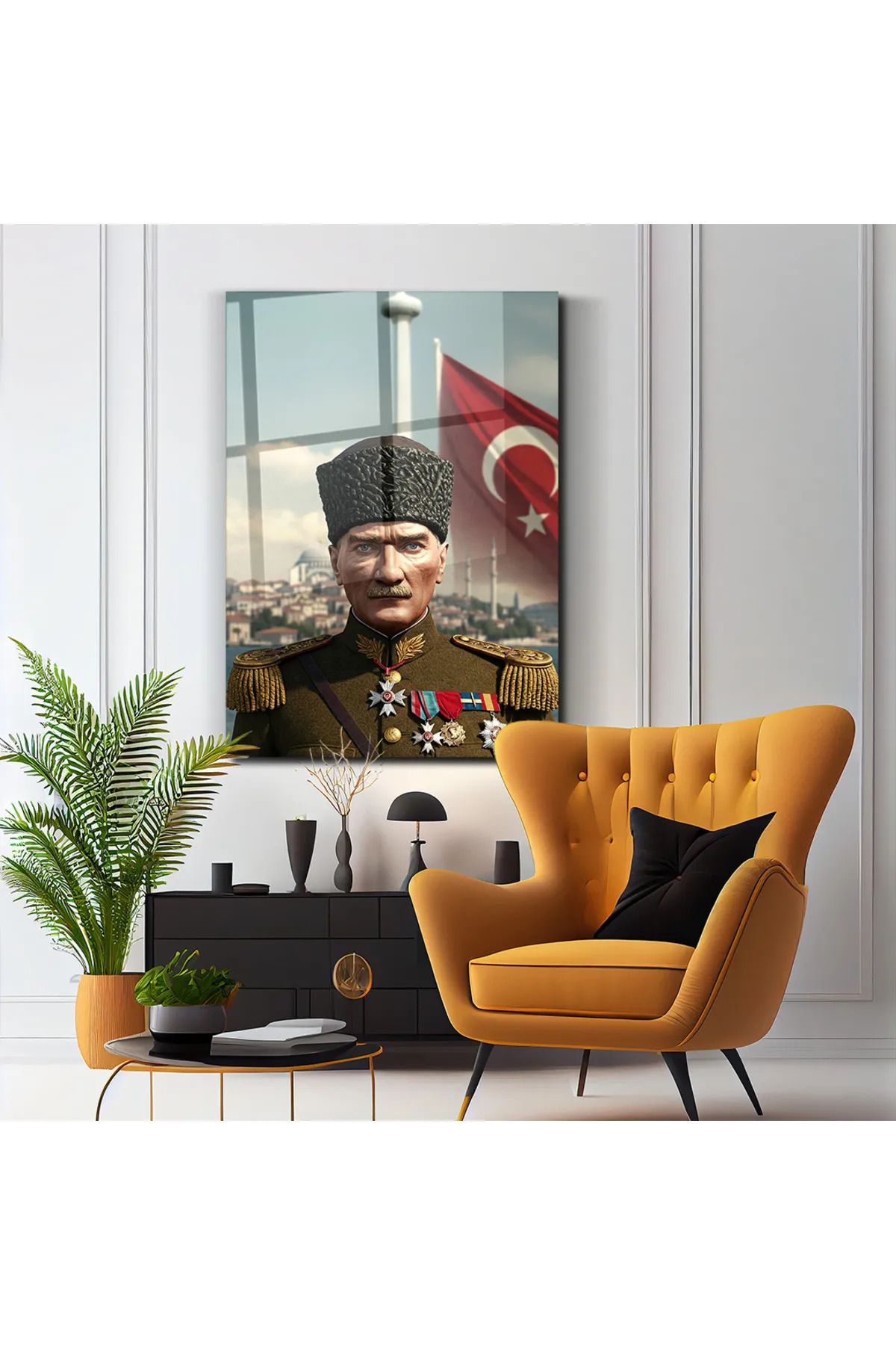 PoyKilArt Cam Tablo - MUSTAFA K. ATATÜRK - Duvar dekorasyonu - Ofis dekorasyonu - Duvar tablosu - DK
