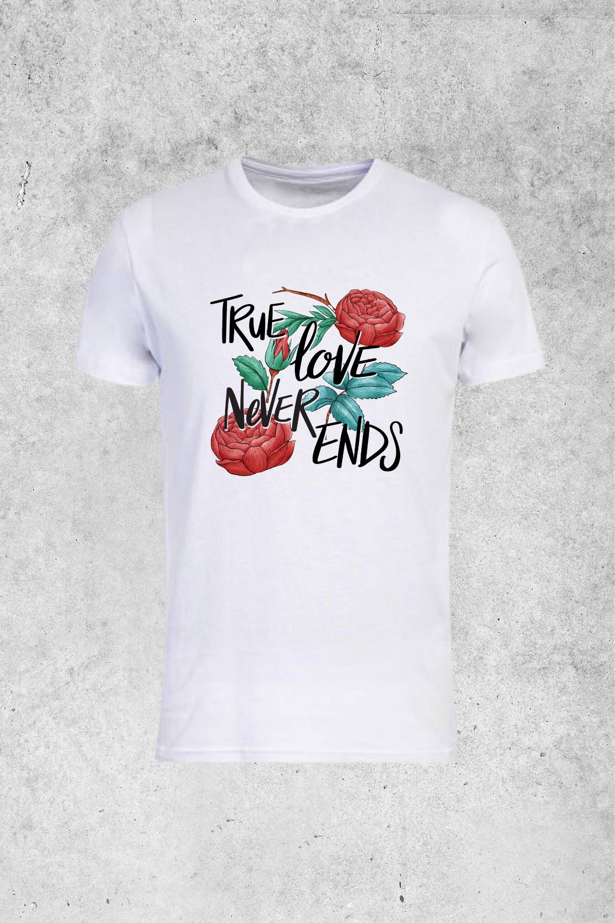 MOLICO BASİC UNISEX kısa kollu sıfır yaka TRUE LOVE baskılı tshirt