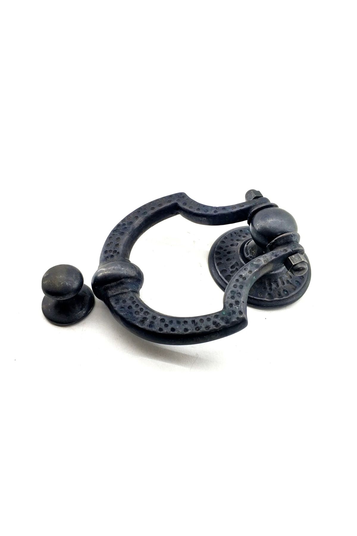 gizmurstore Antika Tarz Dekoratif Pirinç Dövme Kapı Tokmağı Taktak - 150x105 Mm Oksit - GMS6421-4419
