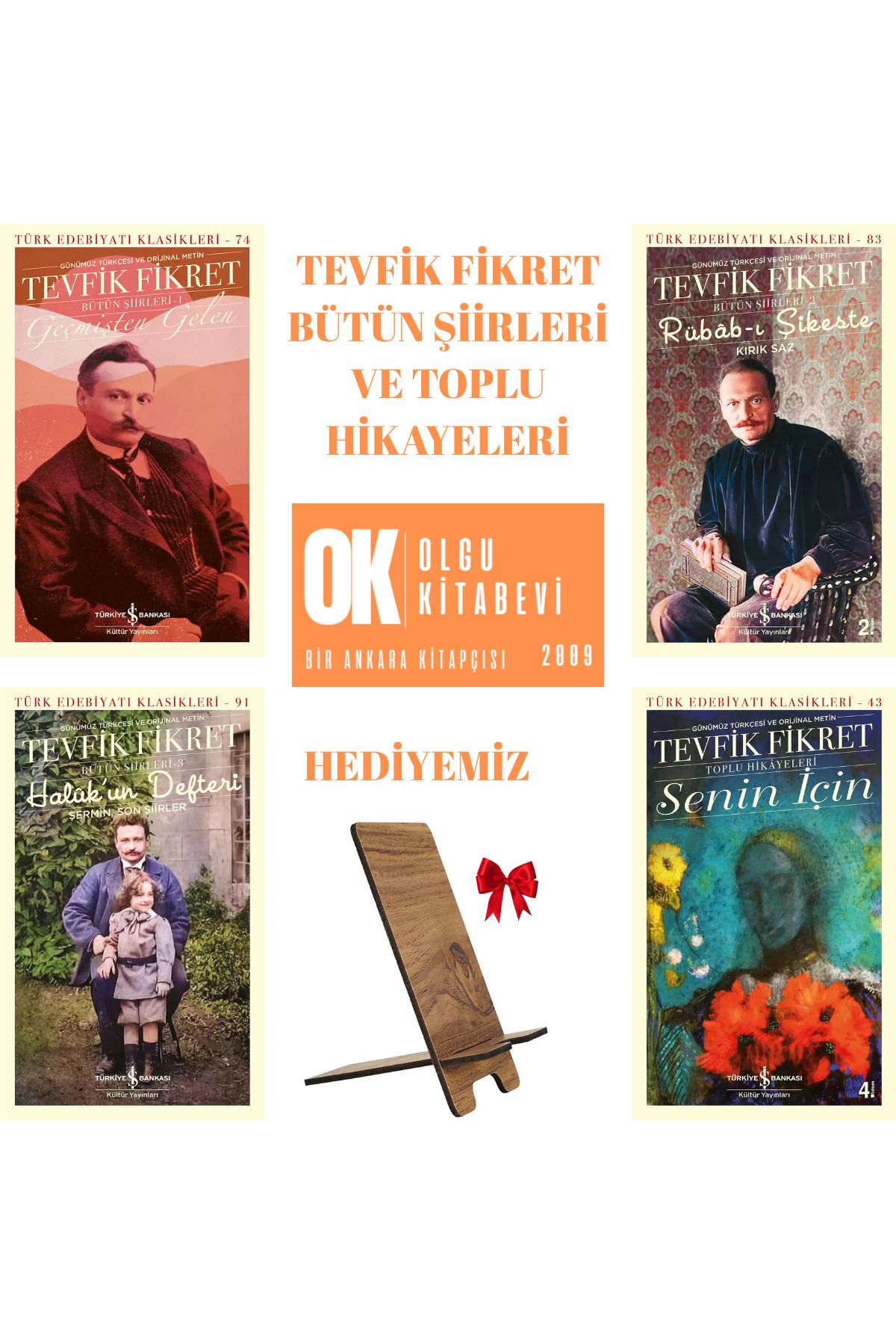 TÜRKİYE İŞ BANKASI KÜLTÜR YAYINLARI Tevfik Fikret 4 kitap set / Geçmişten Gelen - Rübâb-ı Şikeste - Halûk’un Defteri - Senin için