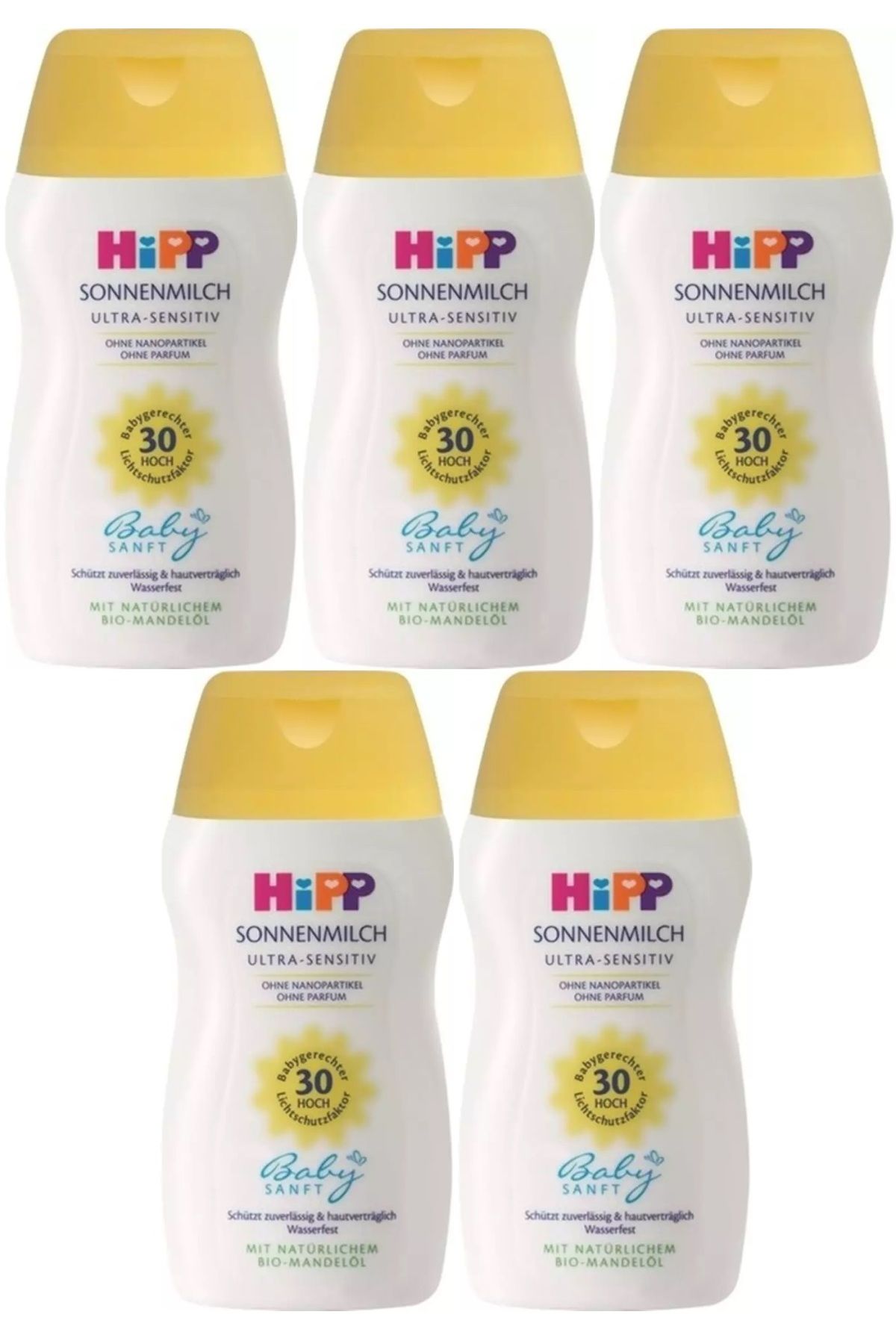 Hipp Babysanft Güneş Kremi -Yüz için Sonnen Gesıchtscreme 30 Faktör Ultra Sensıtıv 50ML (5 Li Set)