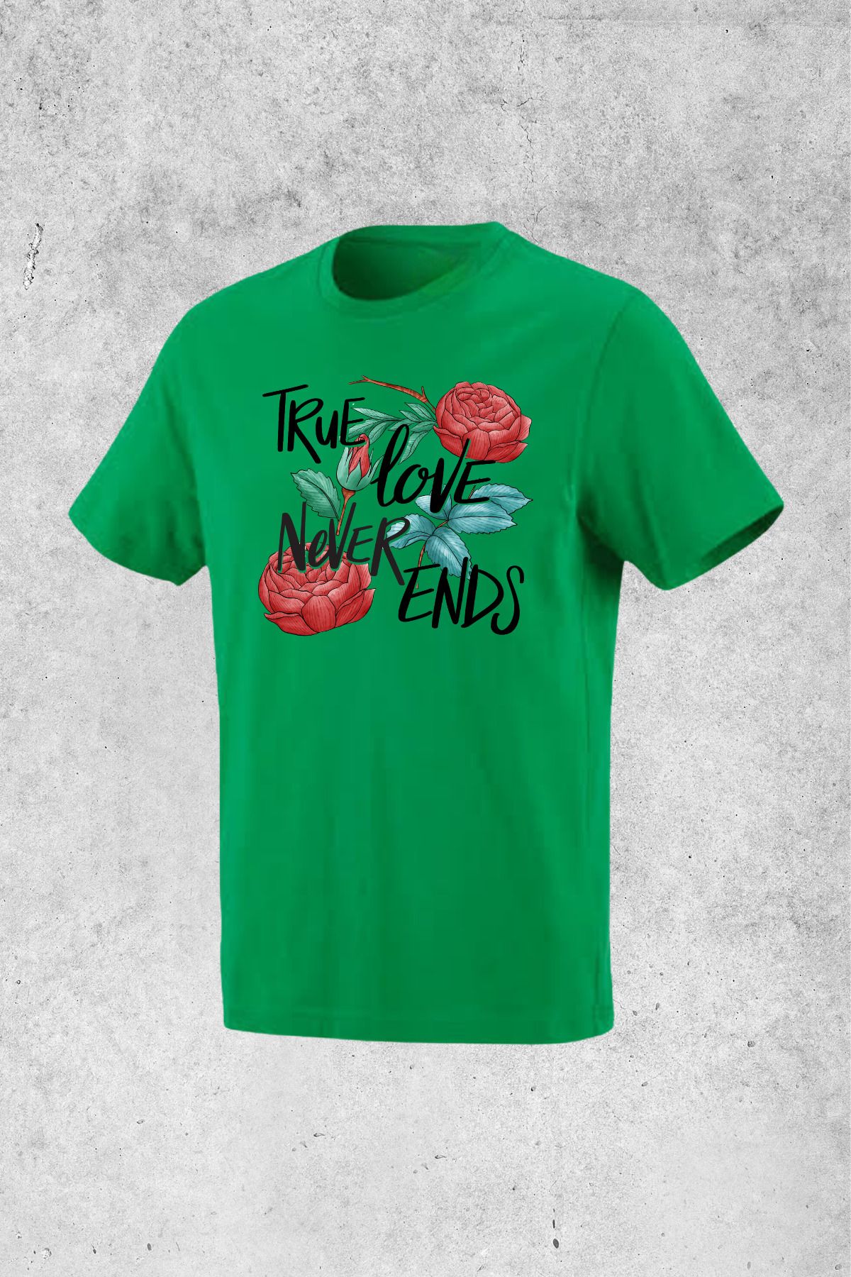 MOLICO BASİC UNISEX kısa kollu sıfır yaka TRUE LOVE baskılı tshirt