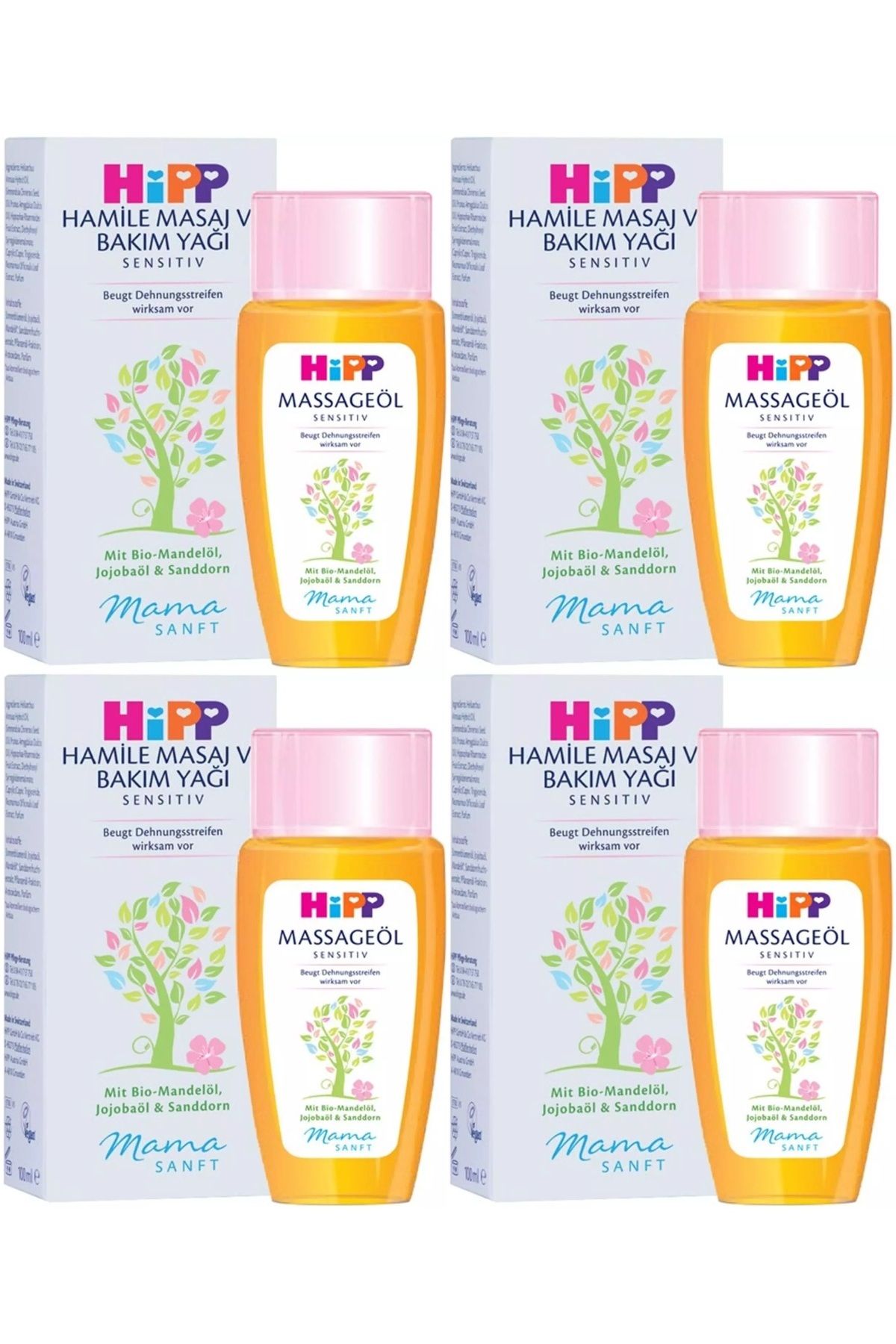 Hipp Mamasanft Hamile Masaj ve Bakım Yağı Sensıtıv 100ML (4 Lü Set)