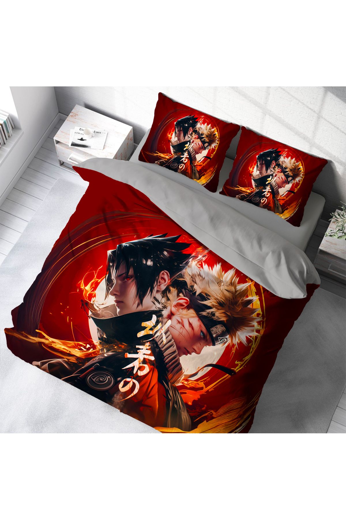 hediyechy GİFT DUVET COVER narutovs temalı 3d Baskılı Çift Kişilik Nevresim Takımı