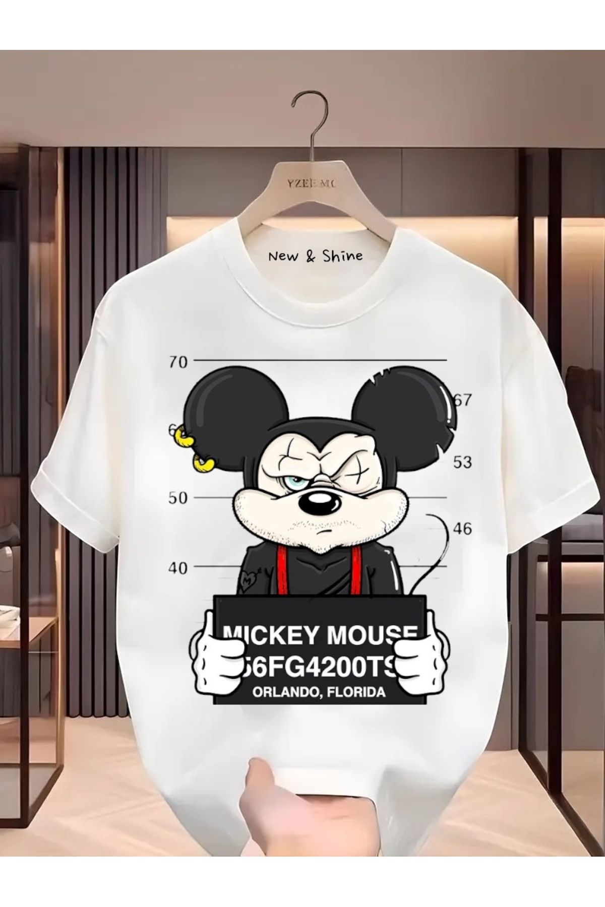 New Shine Mickey Mouse Baskılı Oversize T-Shirt
