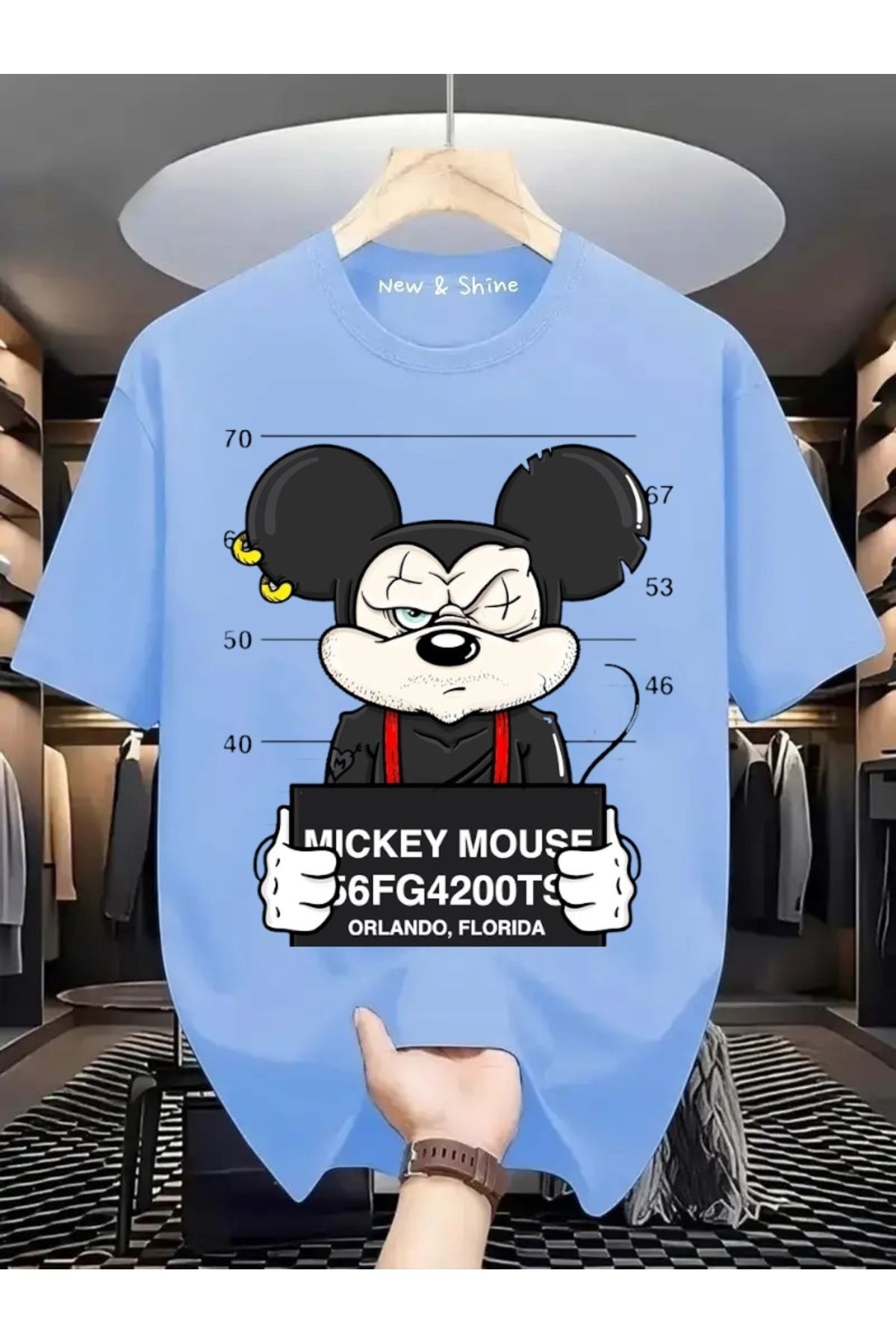 New Shine Mickey Mouse Baskılı Oversize T-Shirt