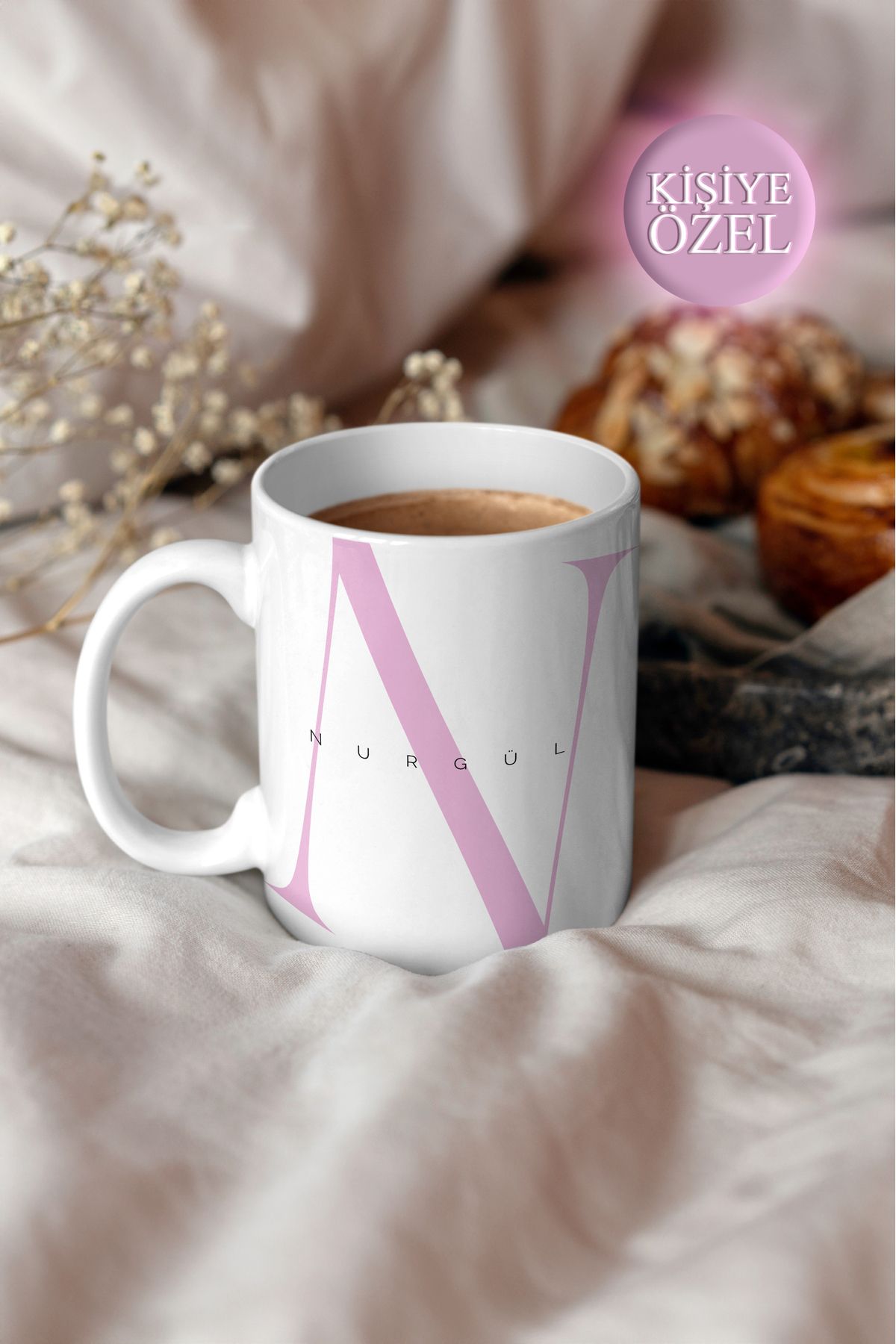 House Gorgeous Kişiye Özel N Harfi ve İsim Yazılı Tasarım Kupa Bardak 300 ml