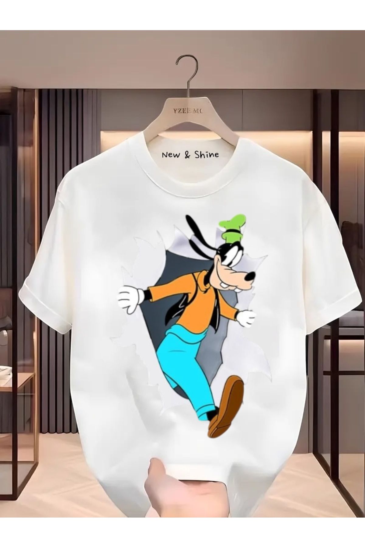 New Shine Goofy Baskılı Büyük Beden Oversize T-Shirt