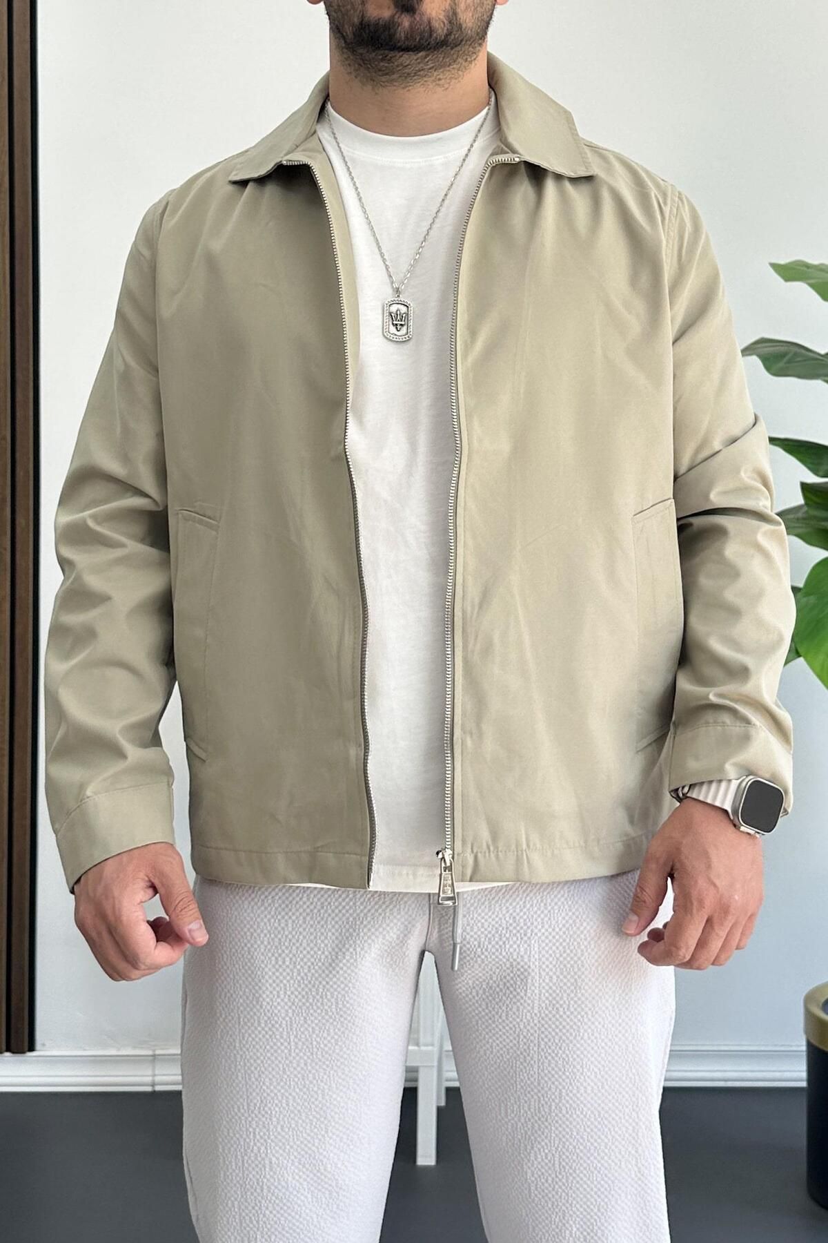 Edwox Erkek Oversize Trenç Ceket Mevsimlik Haki Edw360