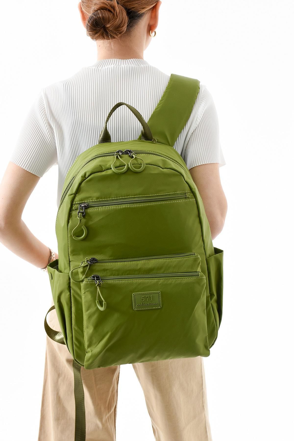 571 Collections Çanta Orta Boy Sırt Çantası Ultra Hafif Çok Cepli Açık Yeşil (Model:571-13-9B)