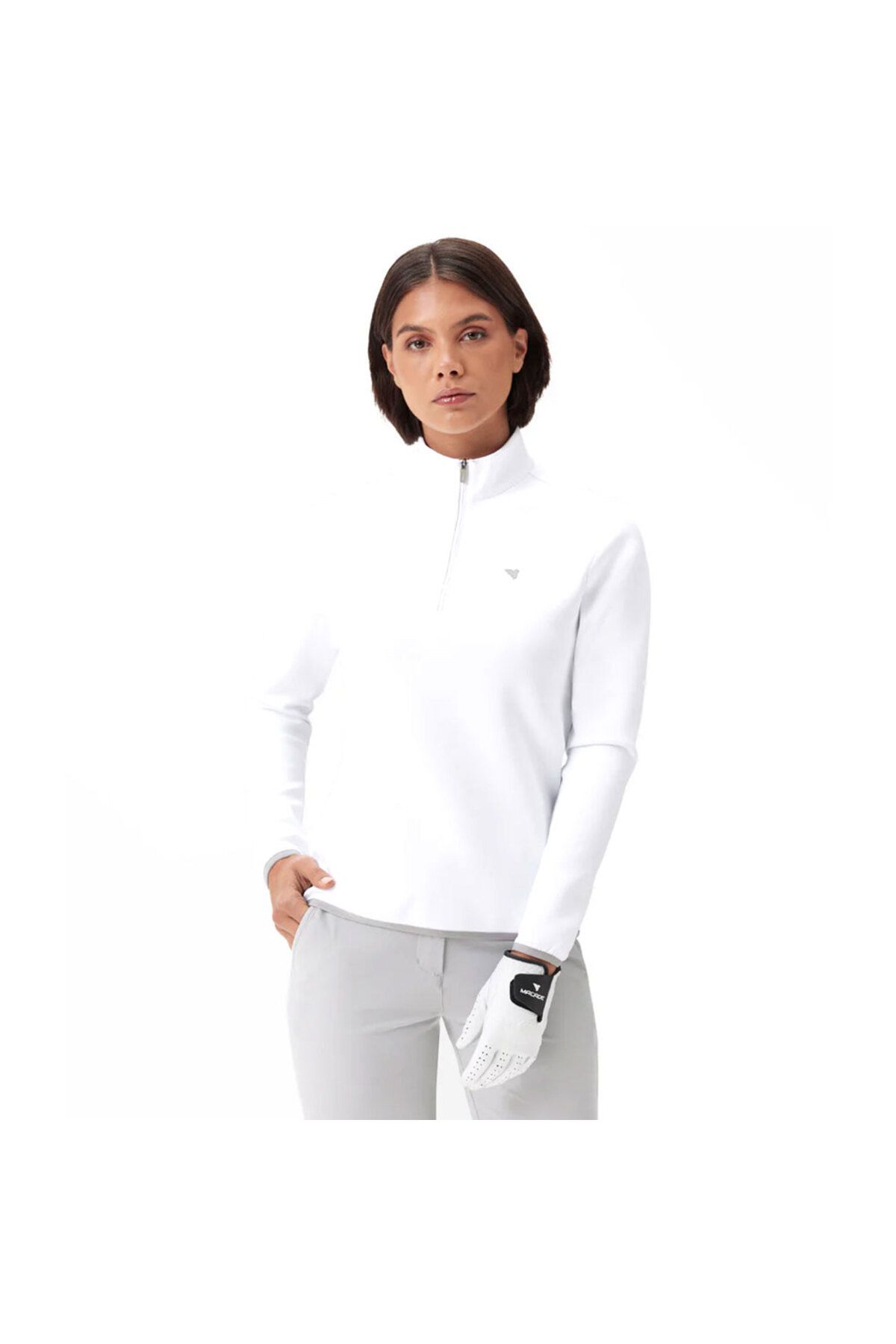 Macade Kadın Therma Yarım Fermuarlı Sweatshirt Beyaz WSW20211095
