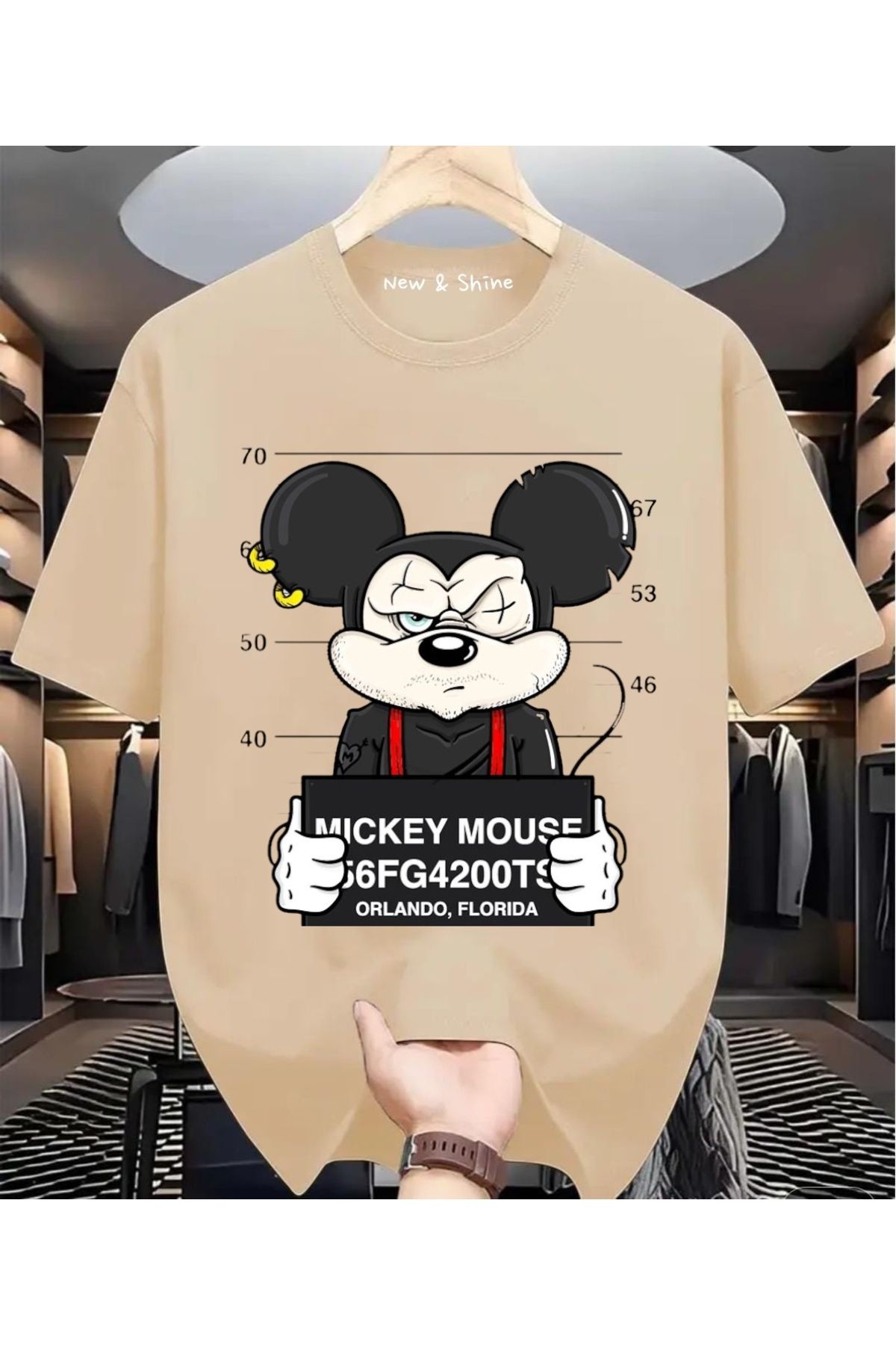 New Shine Mickey Mouse Baskılı Oversize T-Shirt