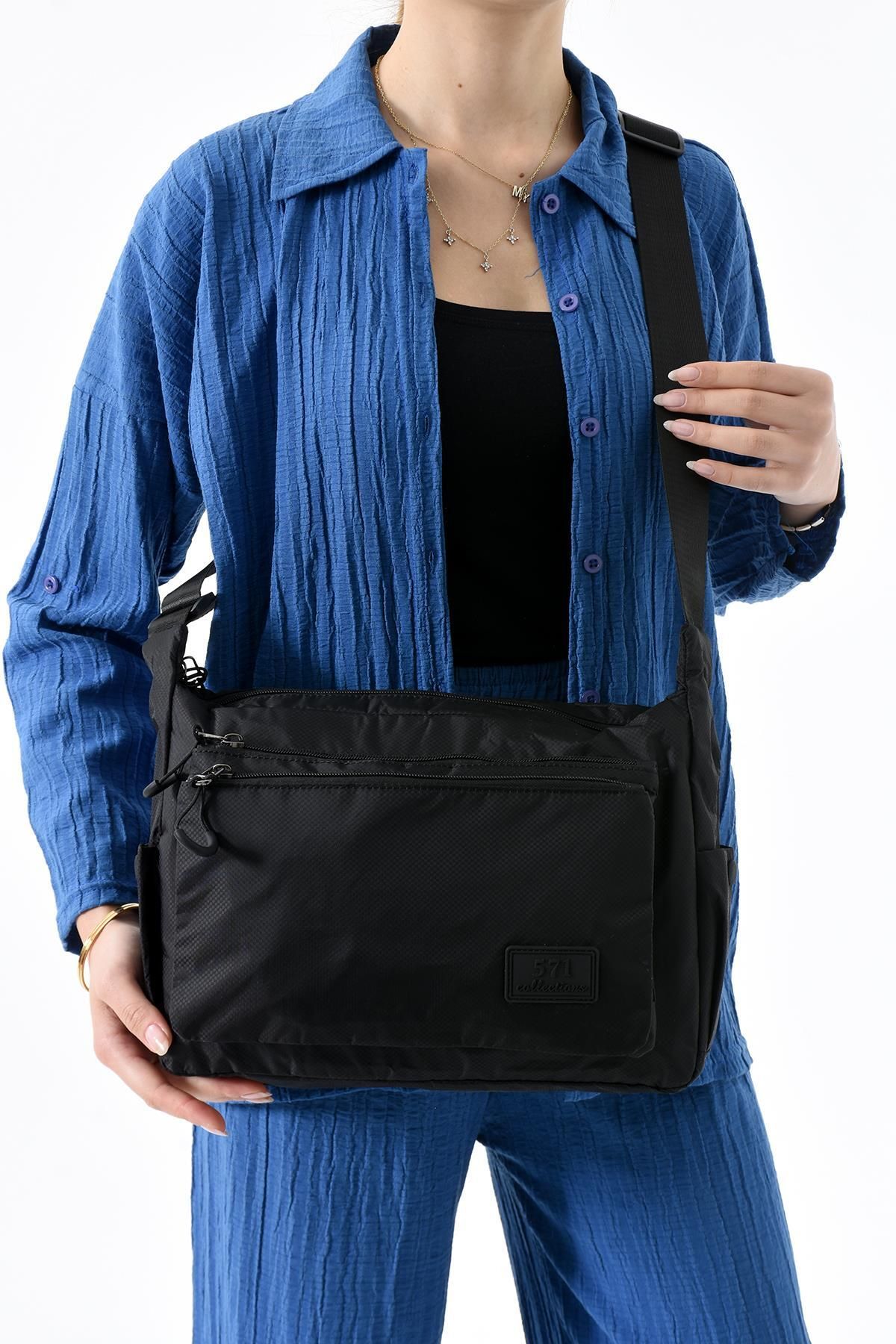 571 Collections Çanta Ultra Hafif Su Geçirmez Çok Cepli Omuz Çantası Siyah (Model: 571-13-9J)