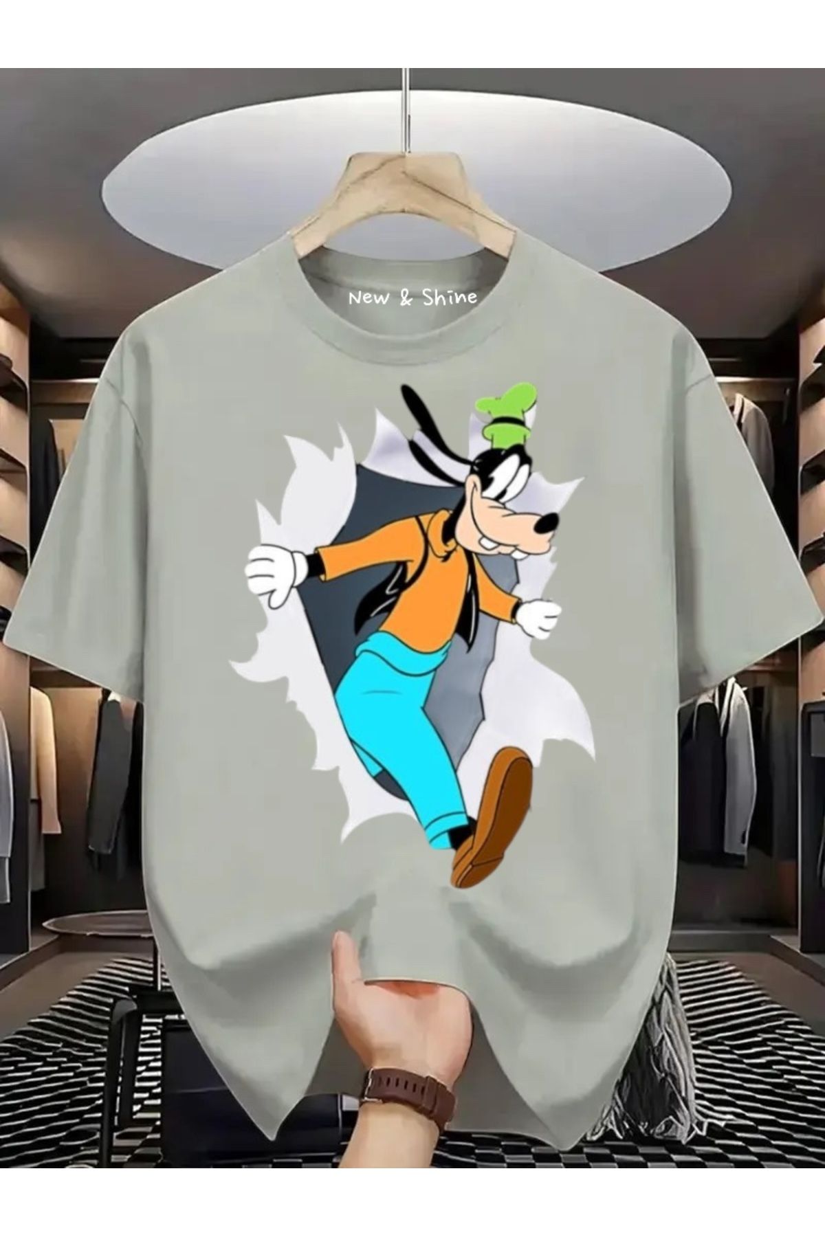 New Shine Goofy Baskılı Oversize T-Shirt