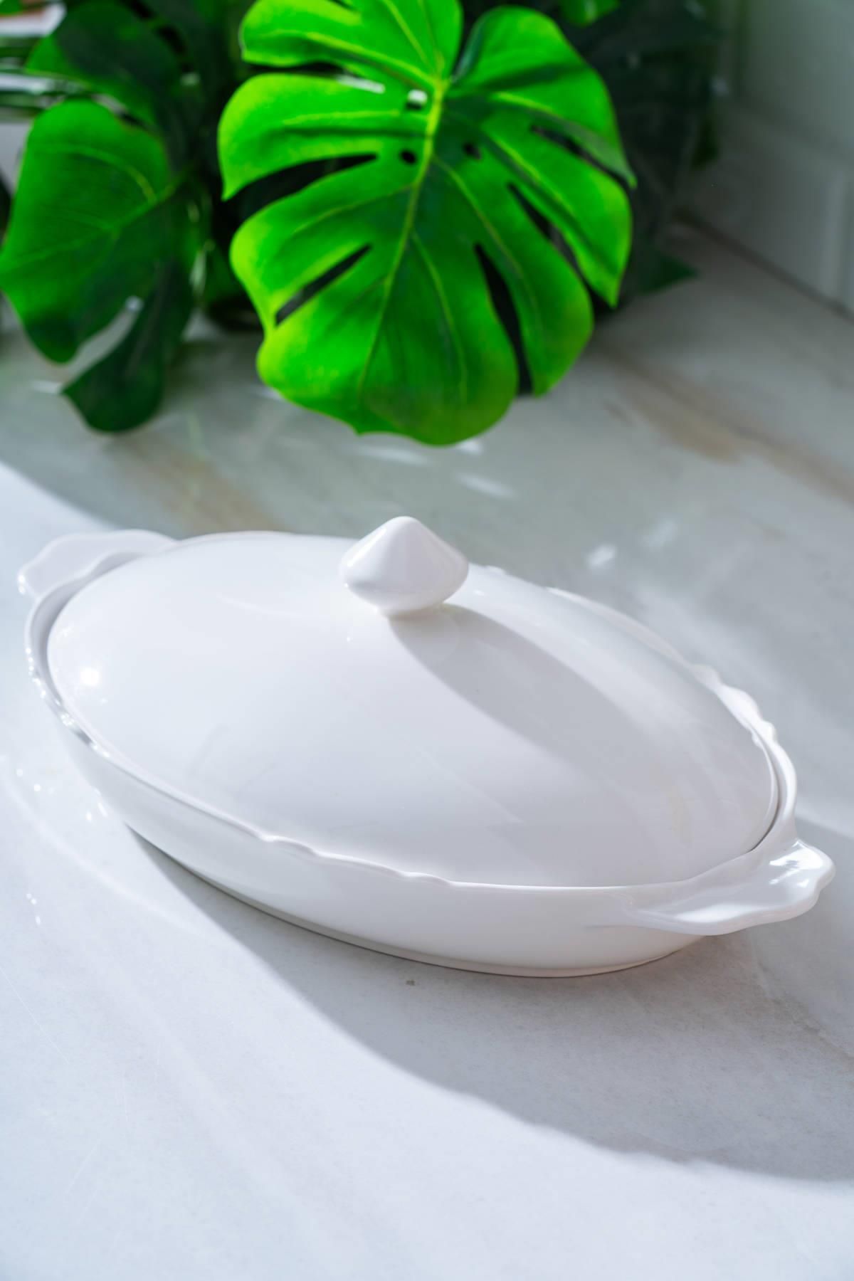 ACAR Pure Carmen Oval Kapaklı Sunum Tabak - 34 cm