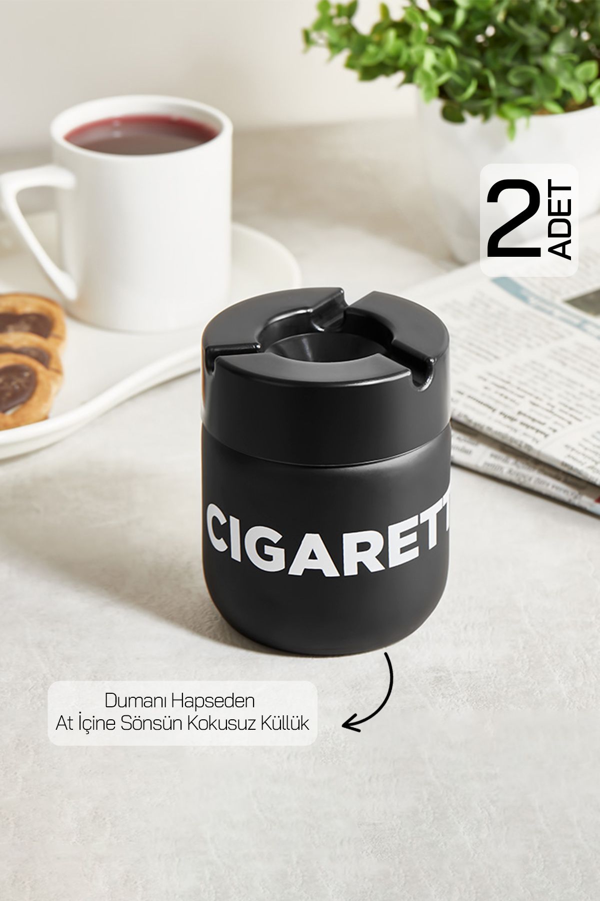 The Anabel 2 Adet Şık Tasarım Kokusuz Cam Küllük, Dekoratif Küllük