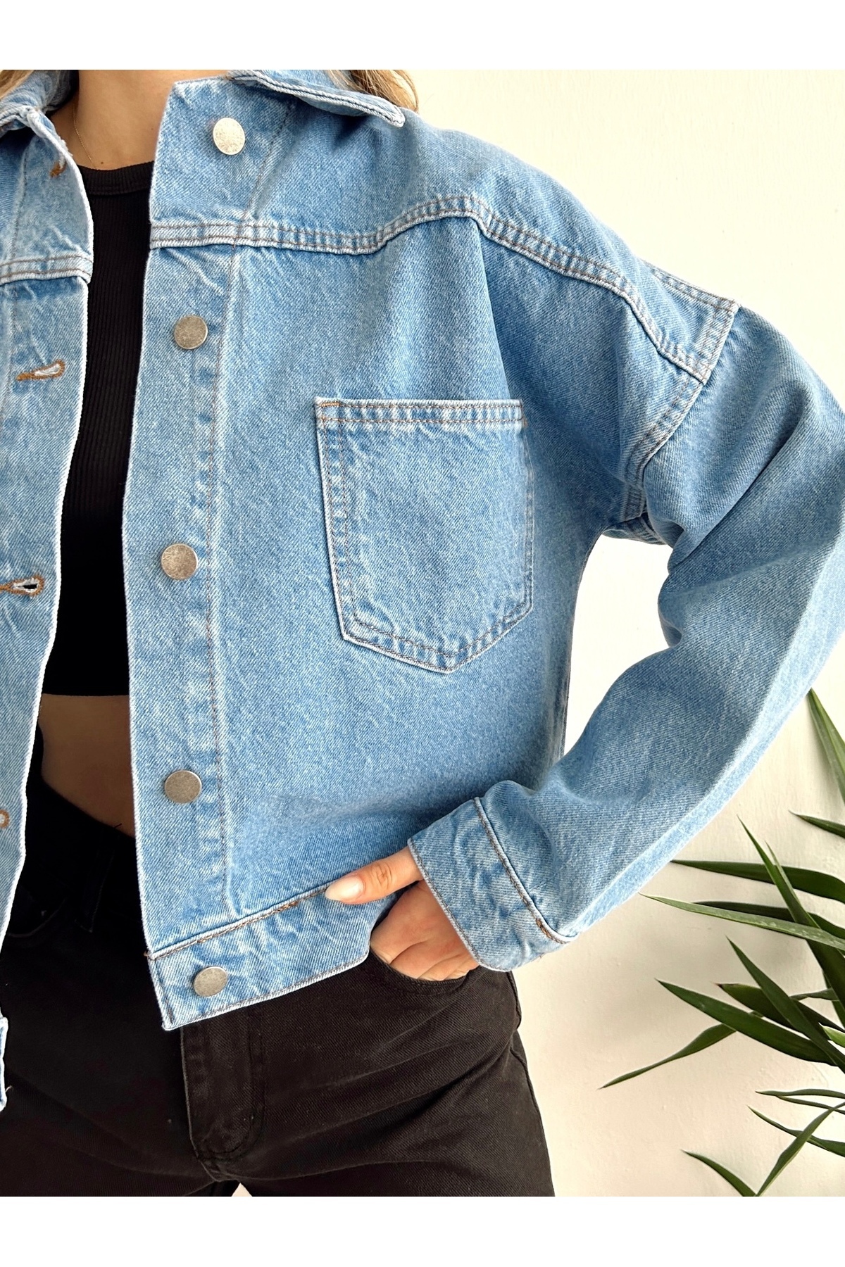 ÇEÇİM  KADIN KOT DENİM CEKET HYN-58080 - Görsel 3