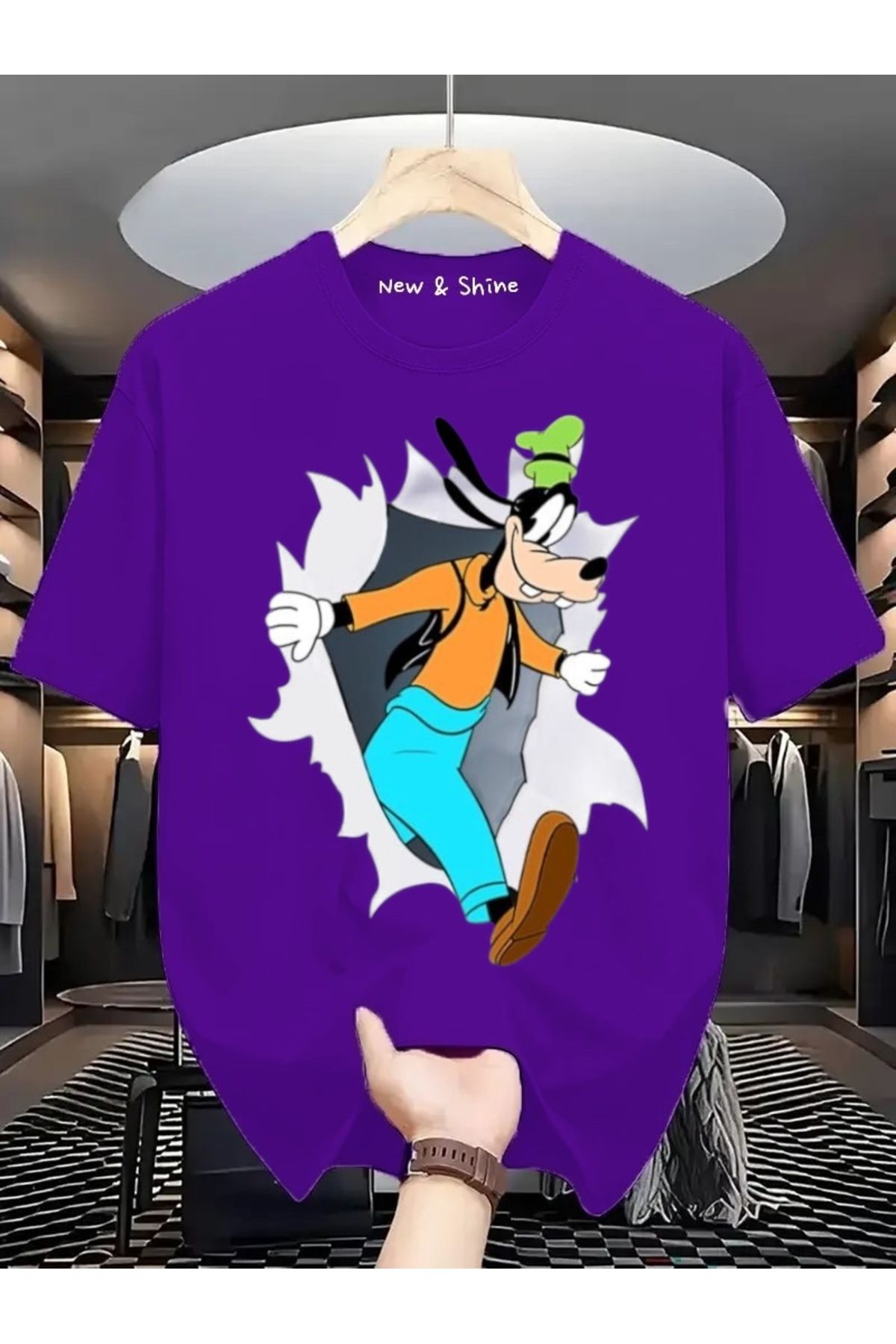 New Shine Goofy Baskılı Oversize T-Shirt