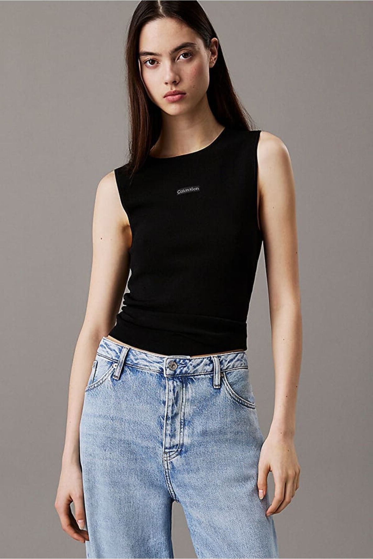 Calvin Klein Kadın Ck Placed Tank Top - Siyah
