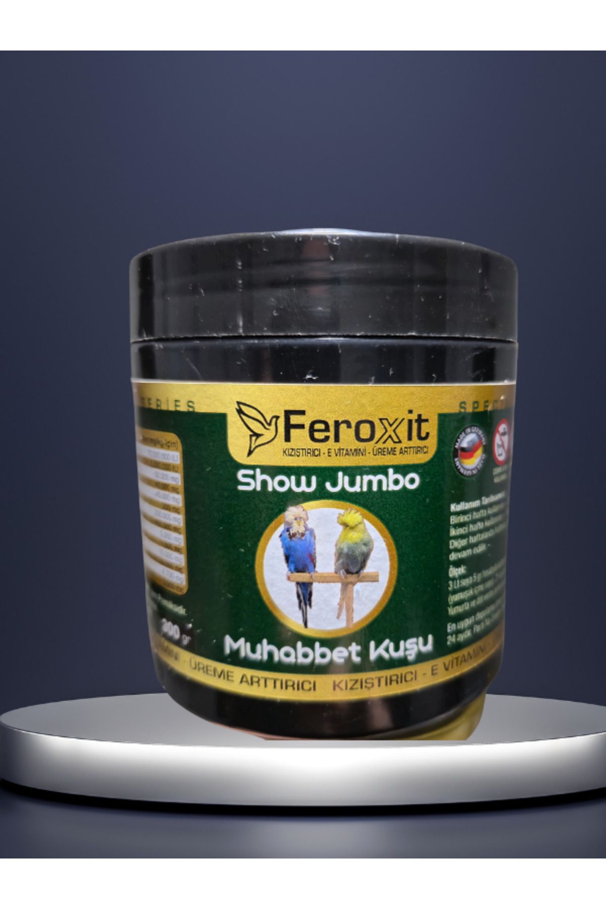 FEROXİT Show-Jumbo-Kızıştırıcı -E vitamini-Üreme Arttırıcı Muhabbet Kuşlarına Özel Seri 300 Gr
