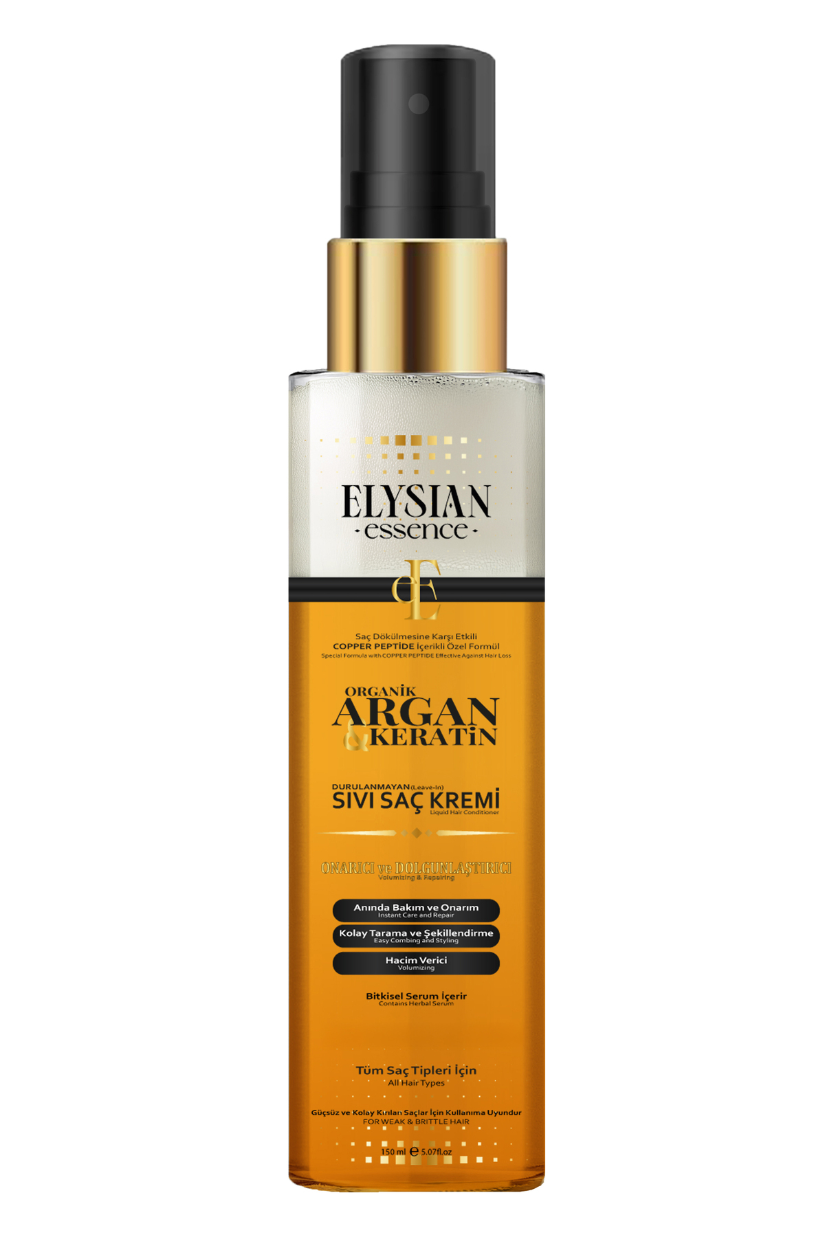 Organik Argan & Keratin Sıvı Saç Kremi 150 ML – Durulanmayan, Dökülme Karşıtı, Onarıcı Bakım Spreyi — 4406 — تصویر 8 از 8