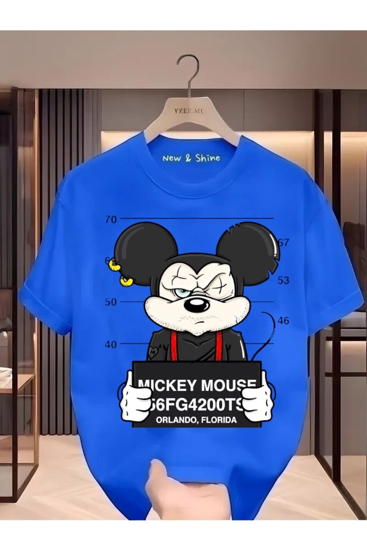 New Shine Mickey Mouse Baskılı Büyük Beden Oversize T-Shirt