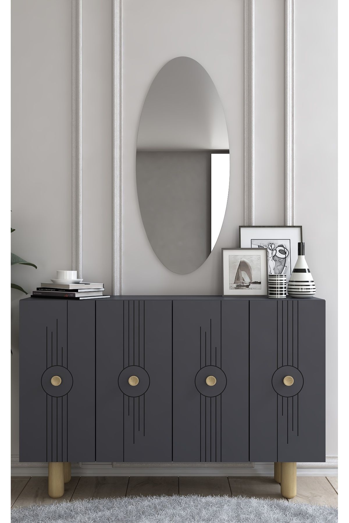 DEMONTE DECOR FRAUDDD (KM120) BOHEM KONSOL , ÇOK AMAÇLI DOLAP - ANTRASİT,ANTRASİT