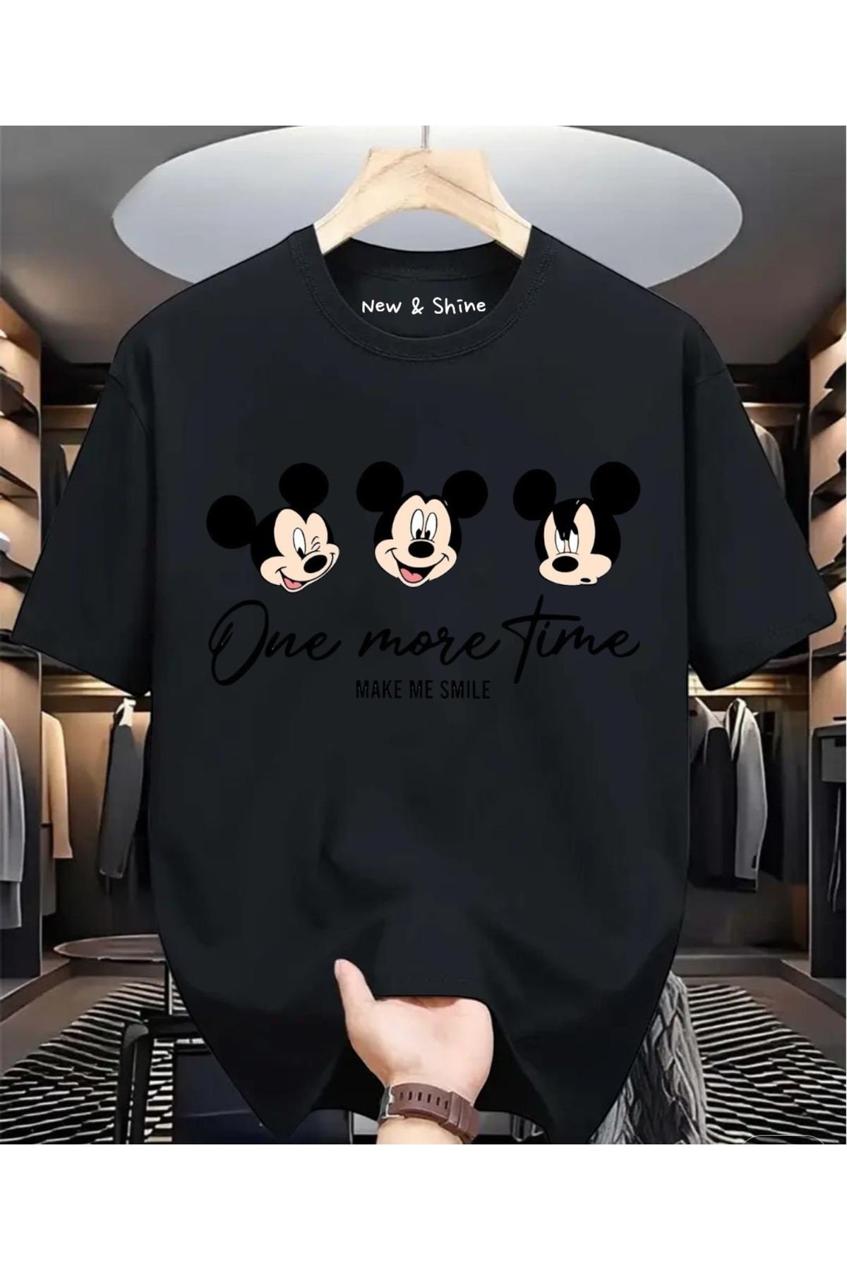 New Shine Mickey Mouse Baskılı Oversize T-Shirt