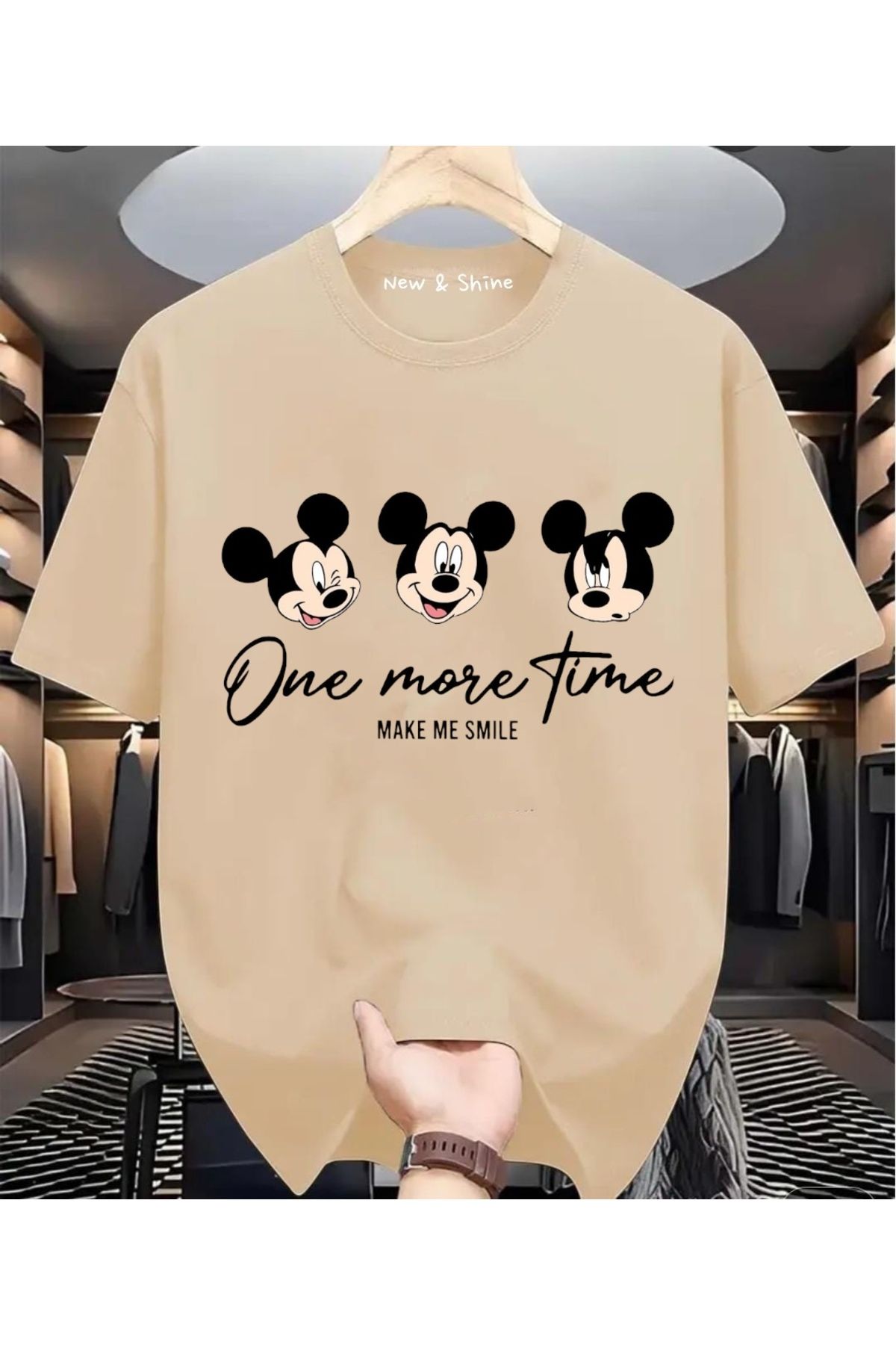 New Shine Mickey Mouse Baskılı Oversize T-Shirt