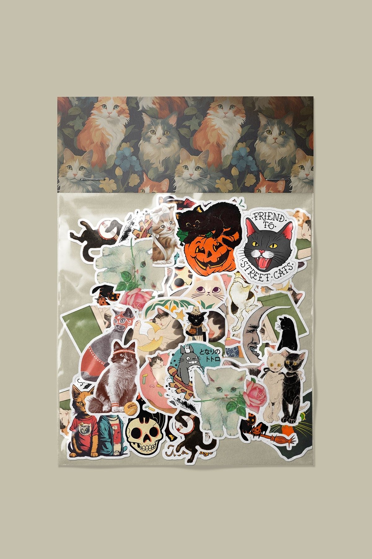 dadi ramba Retro Kedi Sticker paketi -Bullet Journal -Laptop Etiket Çıkartma
