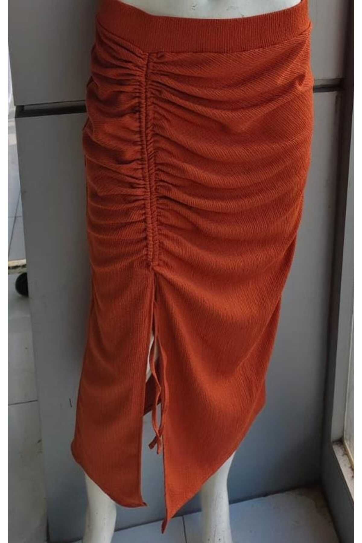 Maison La Femme Kadın Etek Ayarlanabilir Büzgülü Yırtmaçlı Maxi Boy