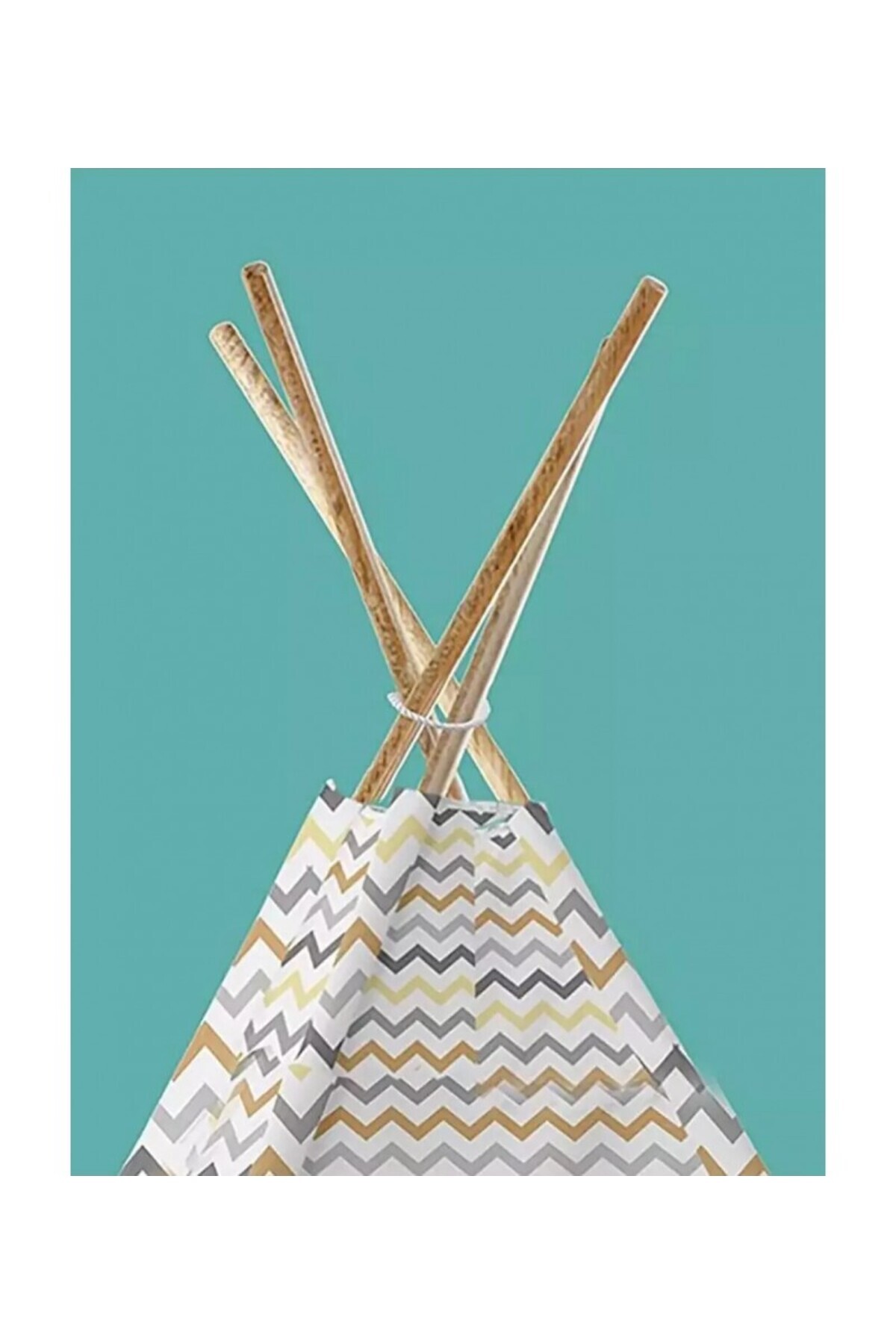 Molie Zikzak Desenli Oyun Çadırı - %100 Pamuk, 75 cm Gürgen Ahşap Direk, Zemin Matı ve Bağlama İpi Seti fotoğrafı 5 (önizleme)
