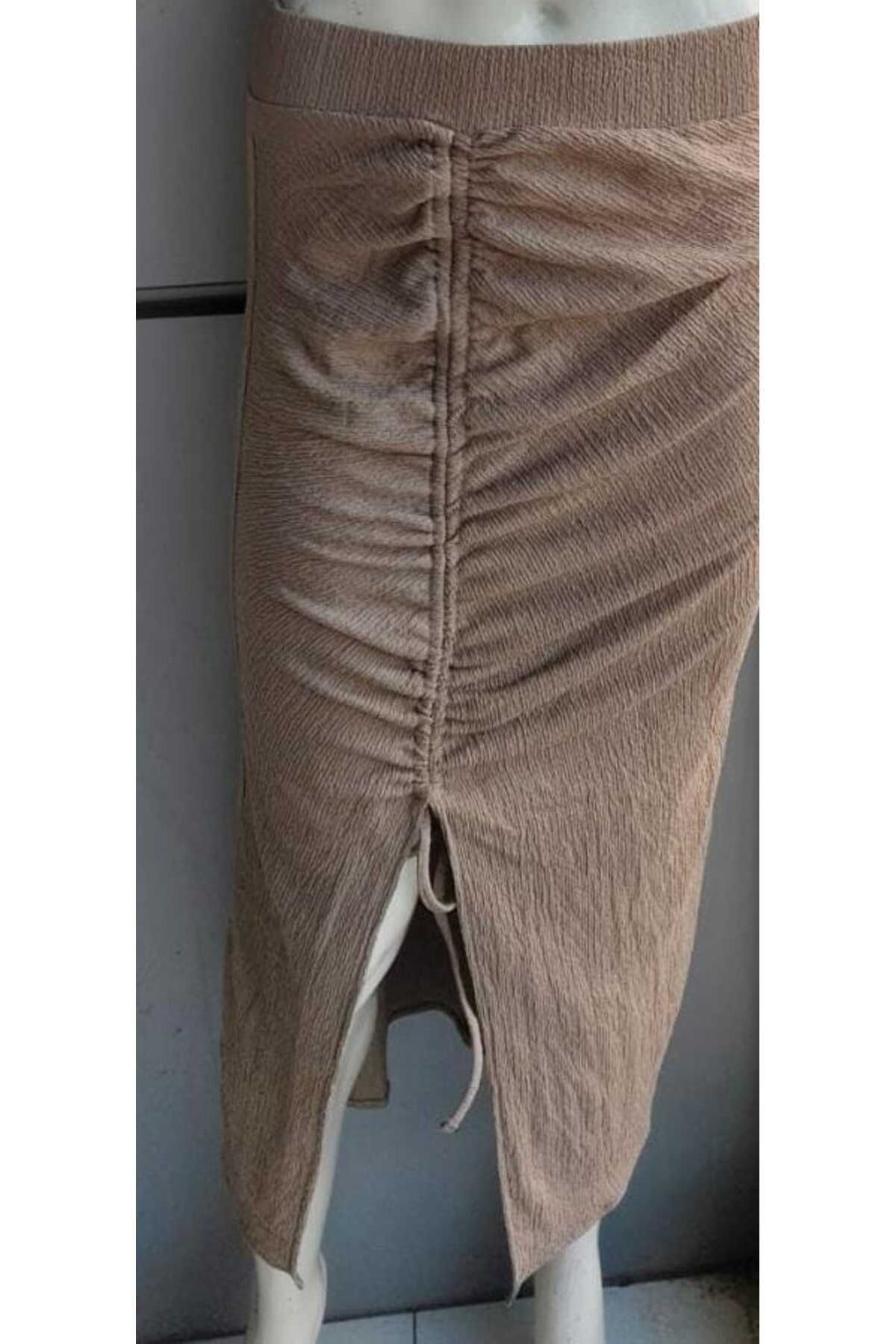 Maison La Femme Kadın Etek Ayarlanabilir Büzgülü Yırtmaçlı Maxi Boy