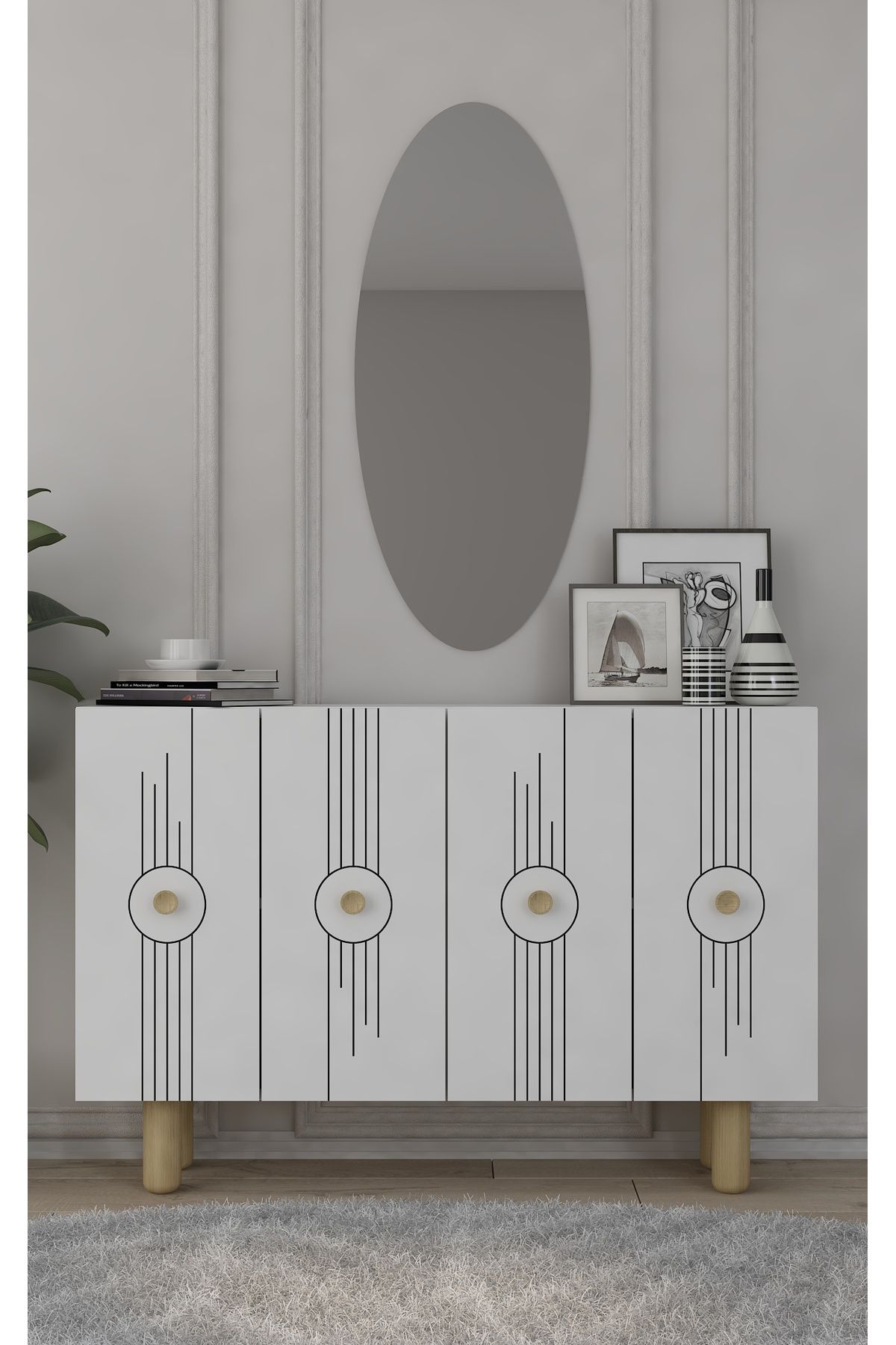 DEMONTE DECOR FRAUDDD (KM120) BOHEM KONSOL , ÇOK AMAÇLI DOLAP - BEYAZ,BEYAZ