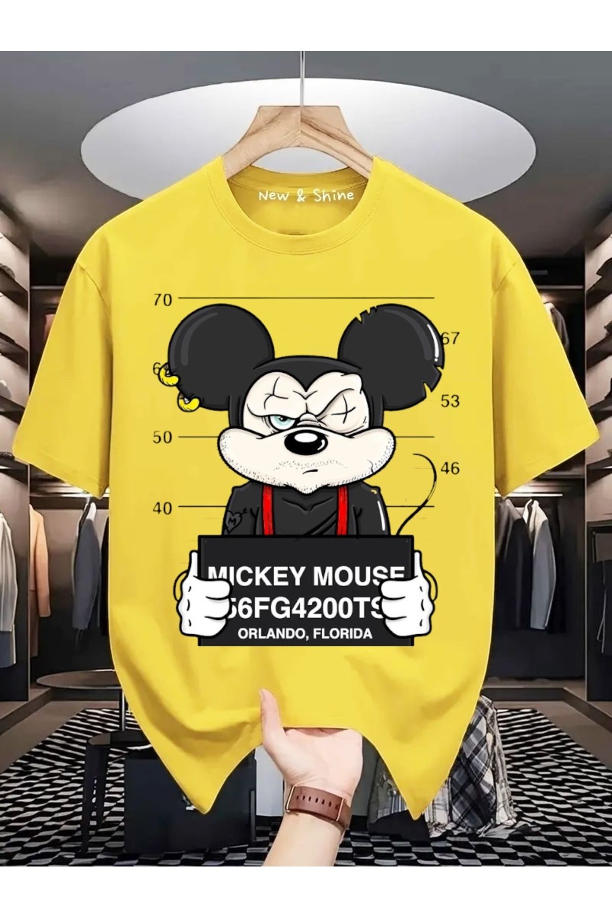 New Shine Mickey Mouse Baskılı Oversize T-Shirt