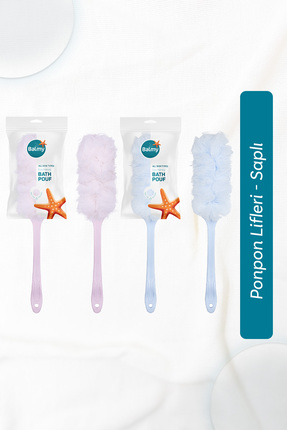 Balmy Saplı Ponpon Banyo Lif Pembe Ve Mavi