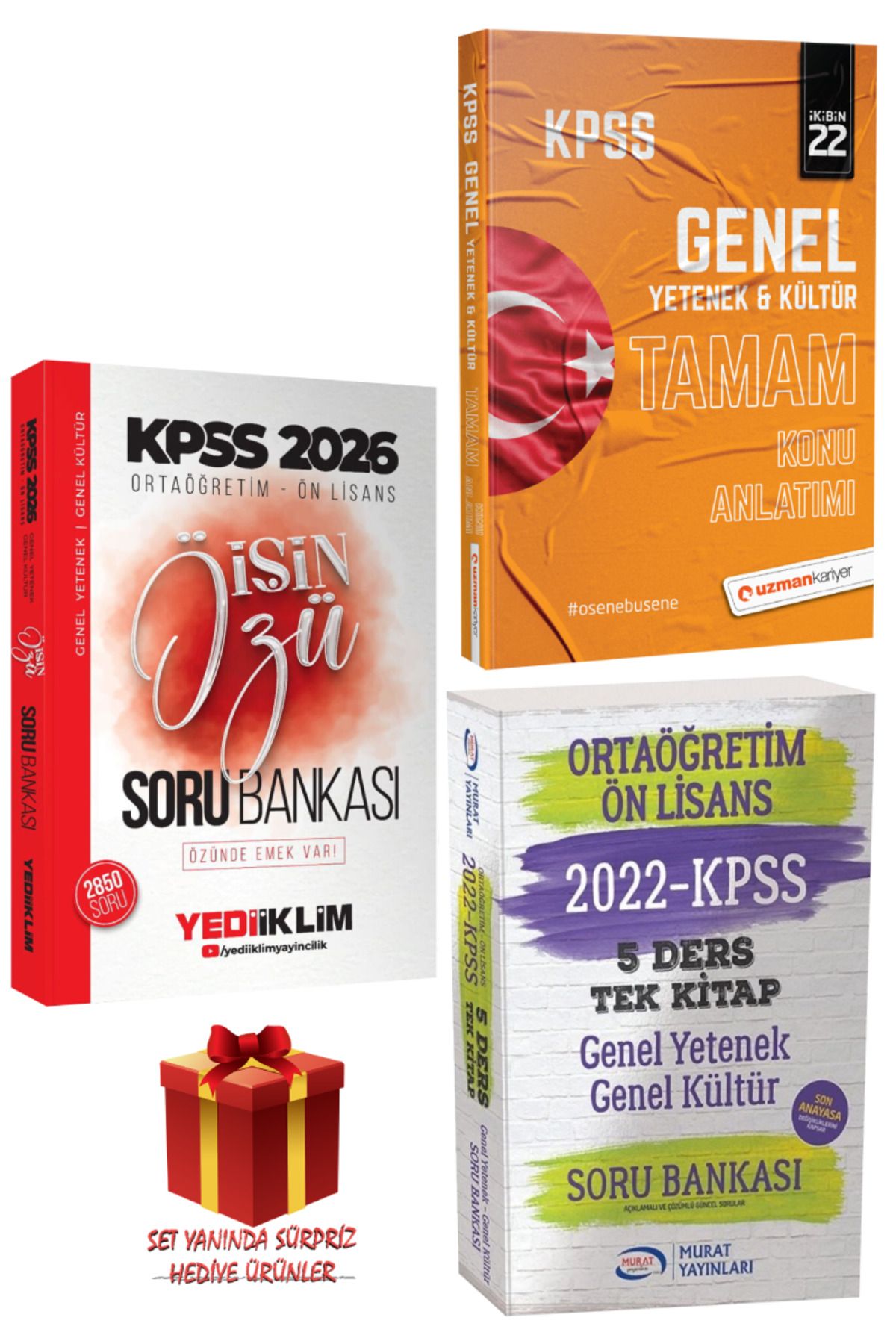 Yediiklim Yayınları 2026 KPSS Ortaöğretim-Ön Lisans İşin Özü Soru Bankası+TAMAM Konu Anlatımı+Tek Kitap Soru Bankası