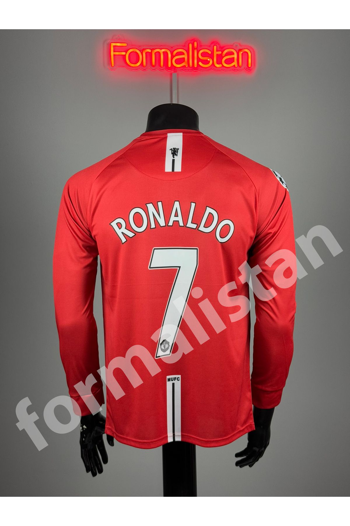 Quaxram Mânchestêr Unıted Ronaldo 2008 Uzun Kol Futbol Forması - RED