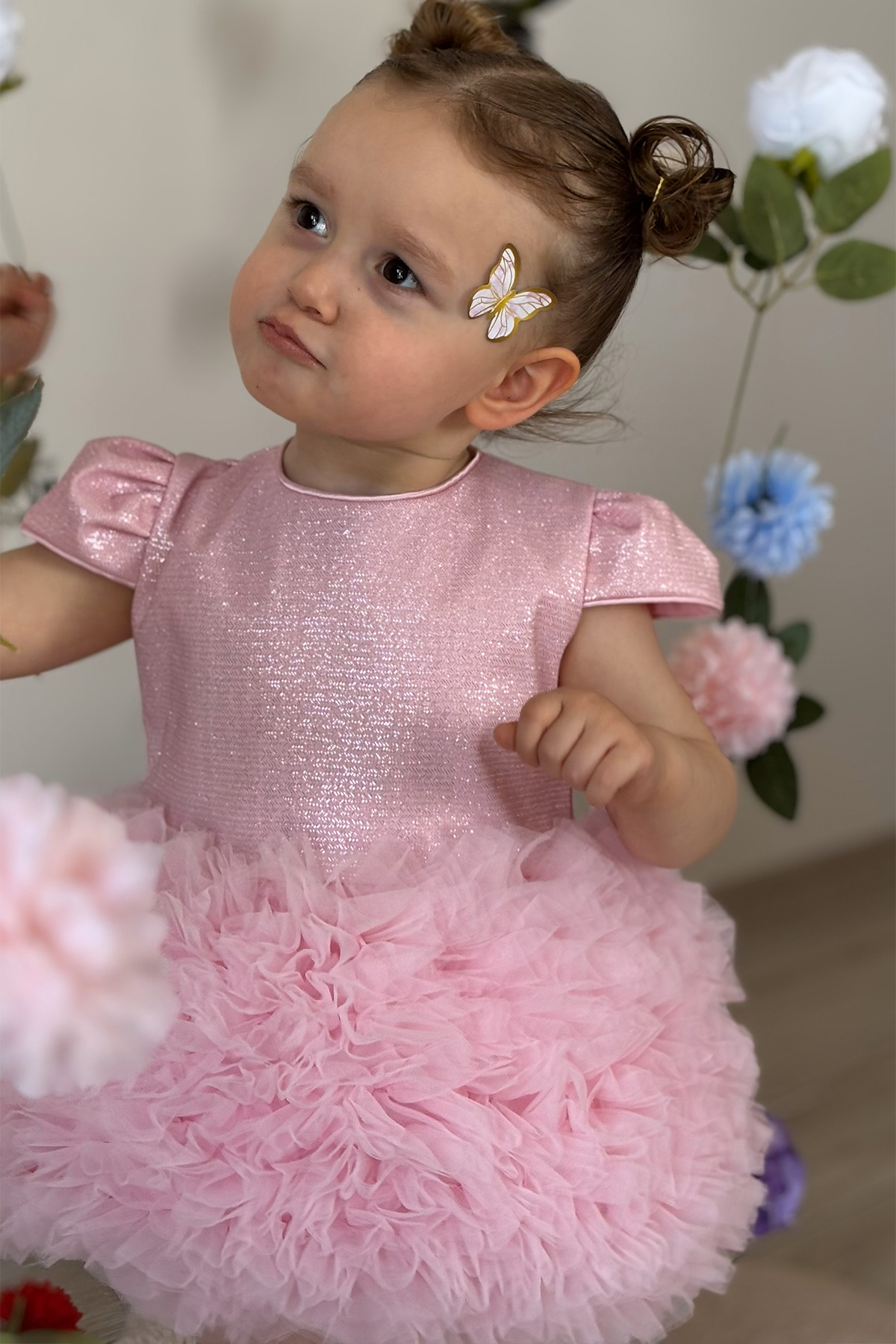 ALYRA Kız Bebek Elbise Kısa Kollu Tüllü Tütü Özel Gün Parti Doğum Günü Düğün Prenses Kız Çocuk Elbise fotoğrafı 7 (önizleme)