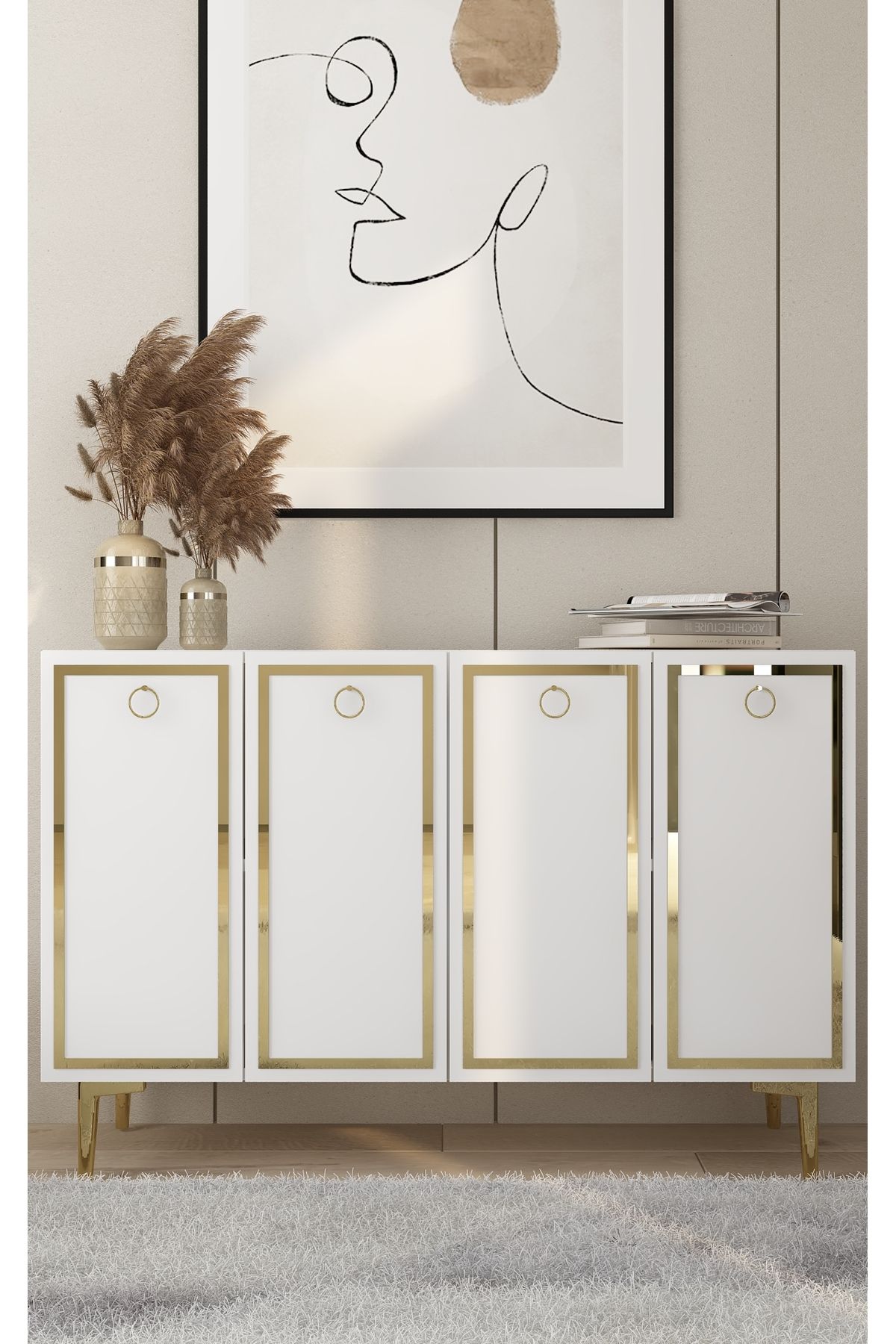 DEMONTE DECOR WOLLYDD (KM120) KONSOL - BEYAZ,ALTIN